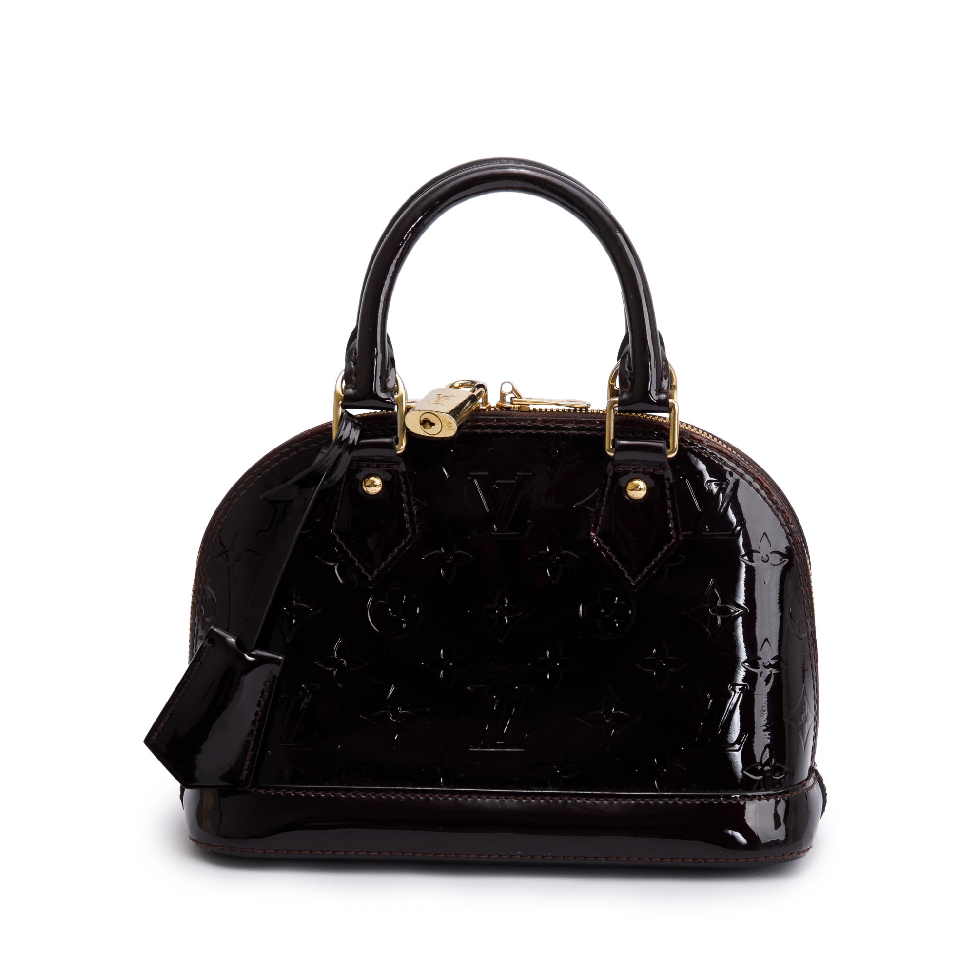 Louis Vuitton Burgundy Monogram Vernis Leather Alma BB w/ Strap