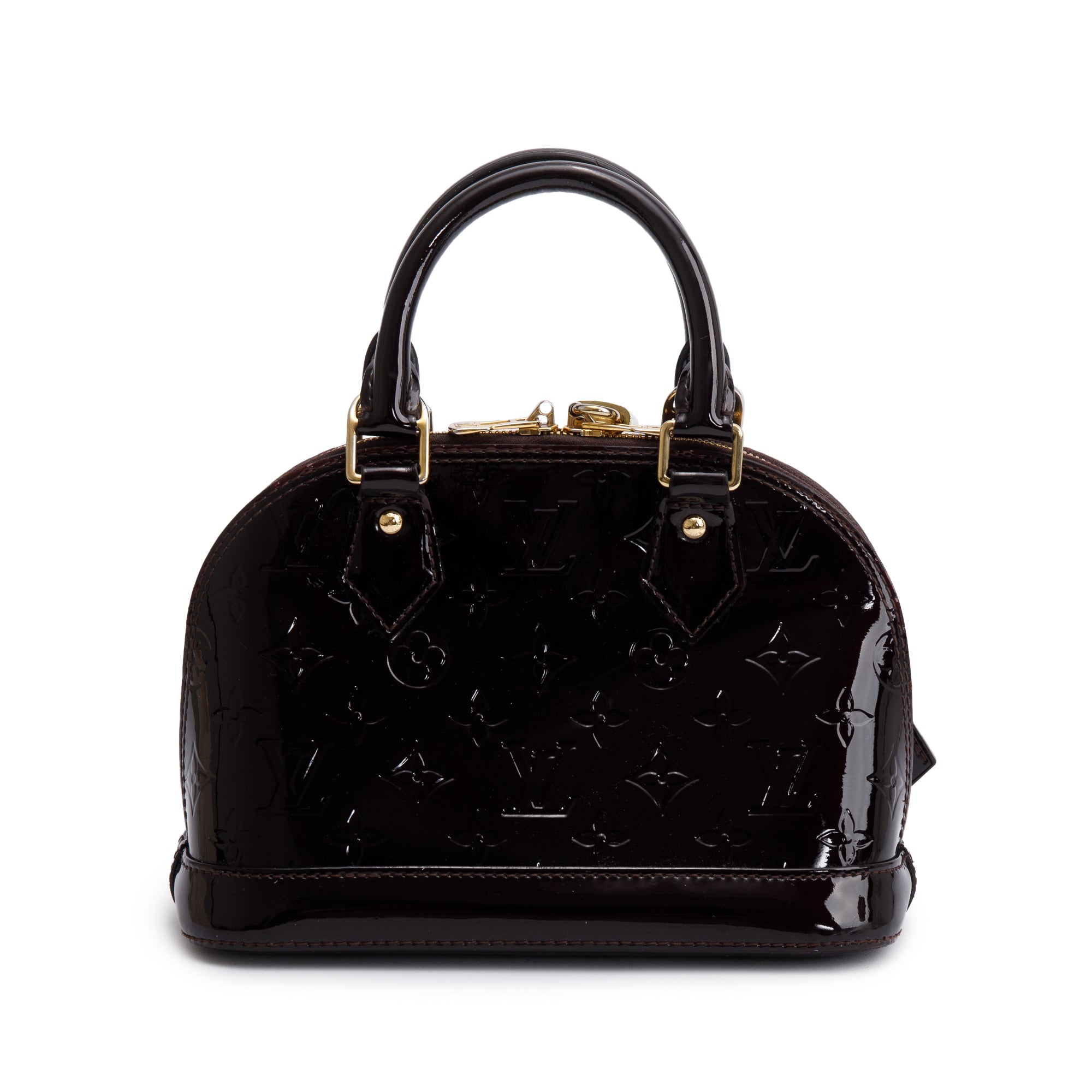 Louis Vuitton Burgundy Monogram Vernis Leather Alma BB w/ Strap