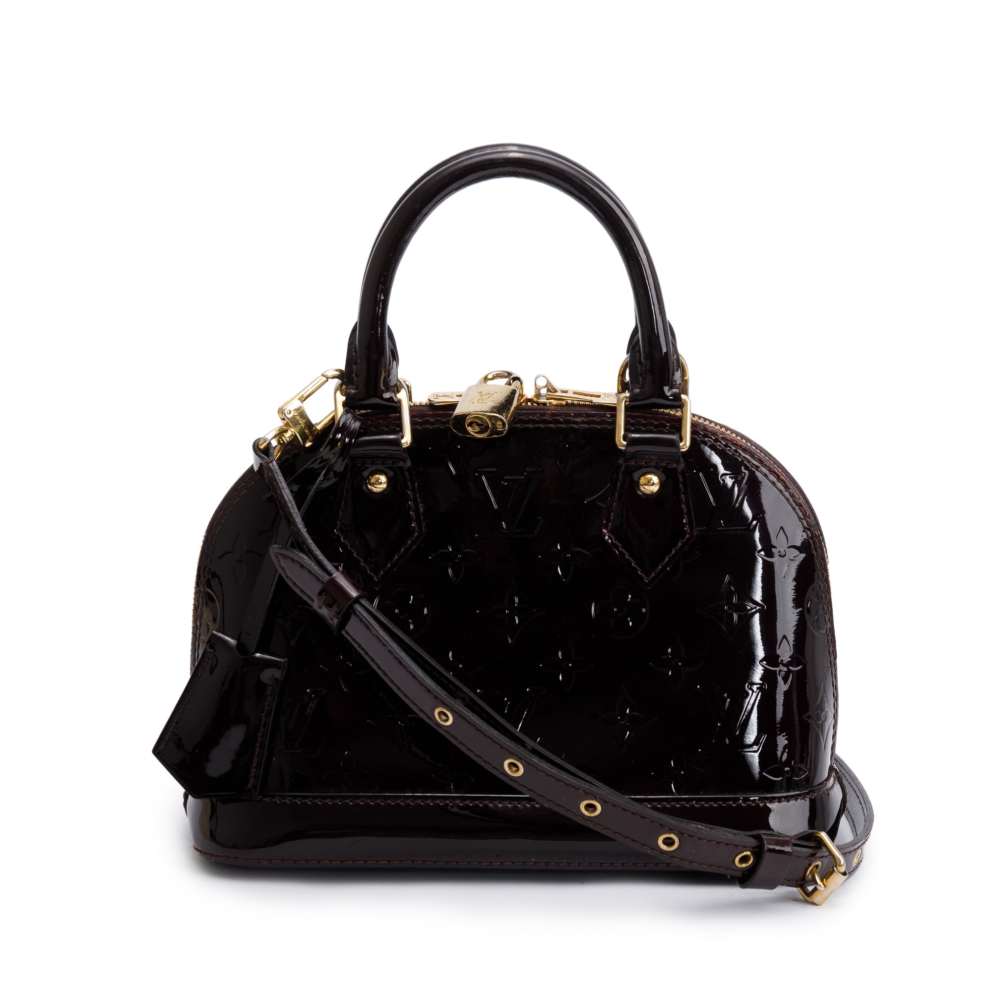 Louis Vuitton Burgundy Monogram Vernis Leather Alma BB w/ Strap