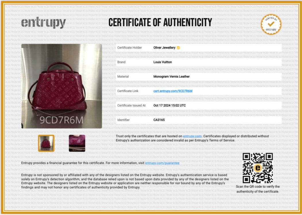 Louis Vuitton Burgundy Monogram Vernis Montaigne MM w/ Strap