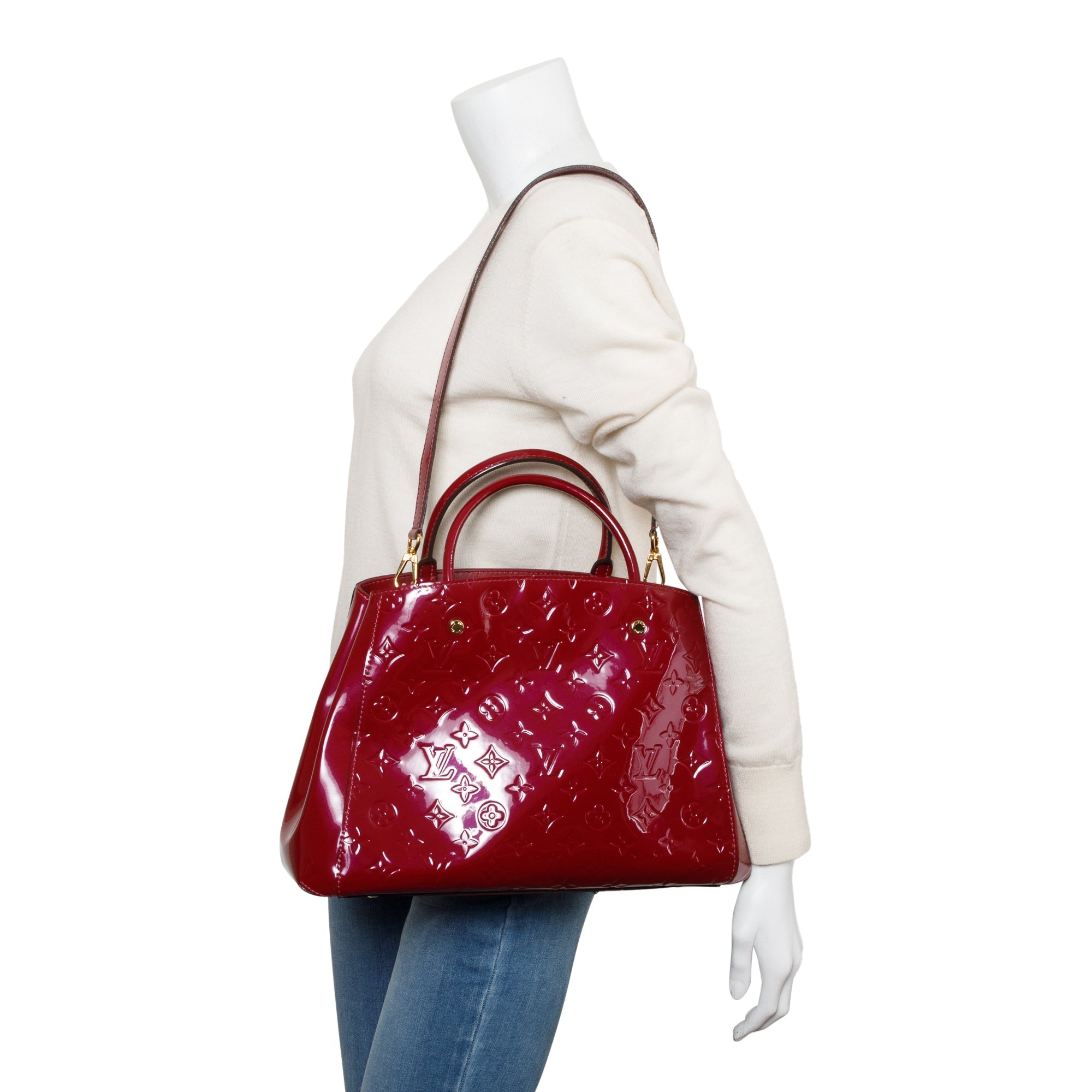 Louis Vuitton Burgundy Monogram Vernis Montaigne MM w/ Strap