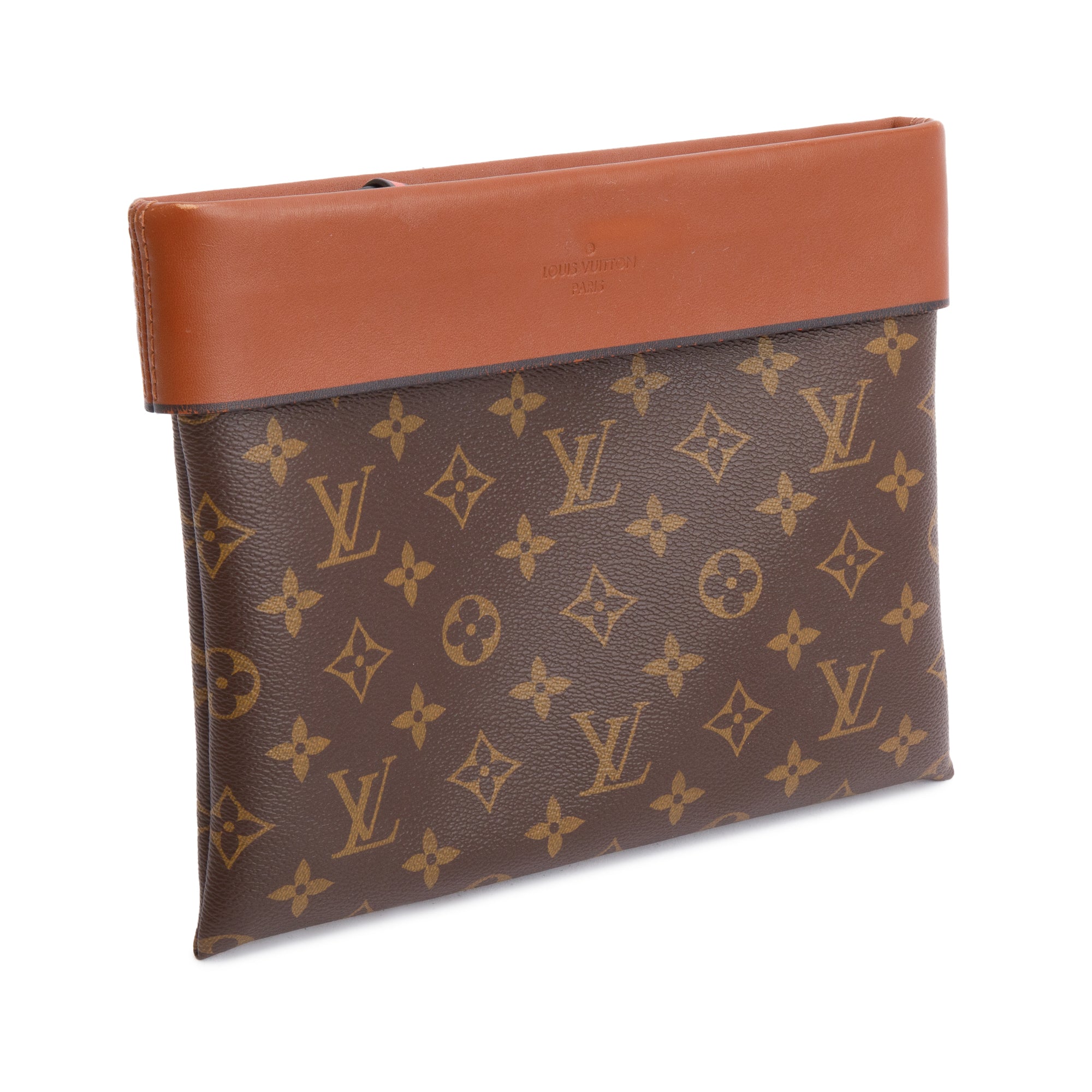 Louis Vuitton Caramel Leather Monogram Pochette Tuileries w/ Box