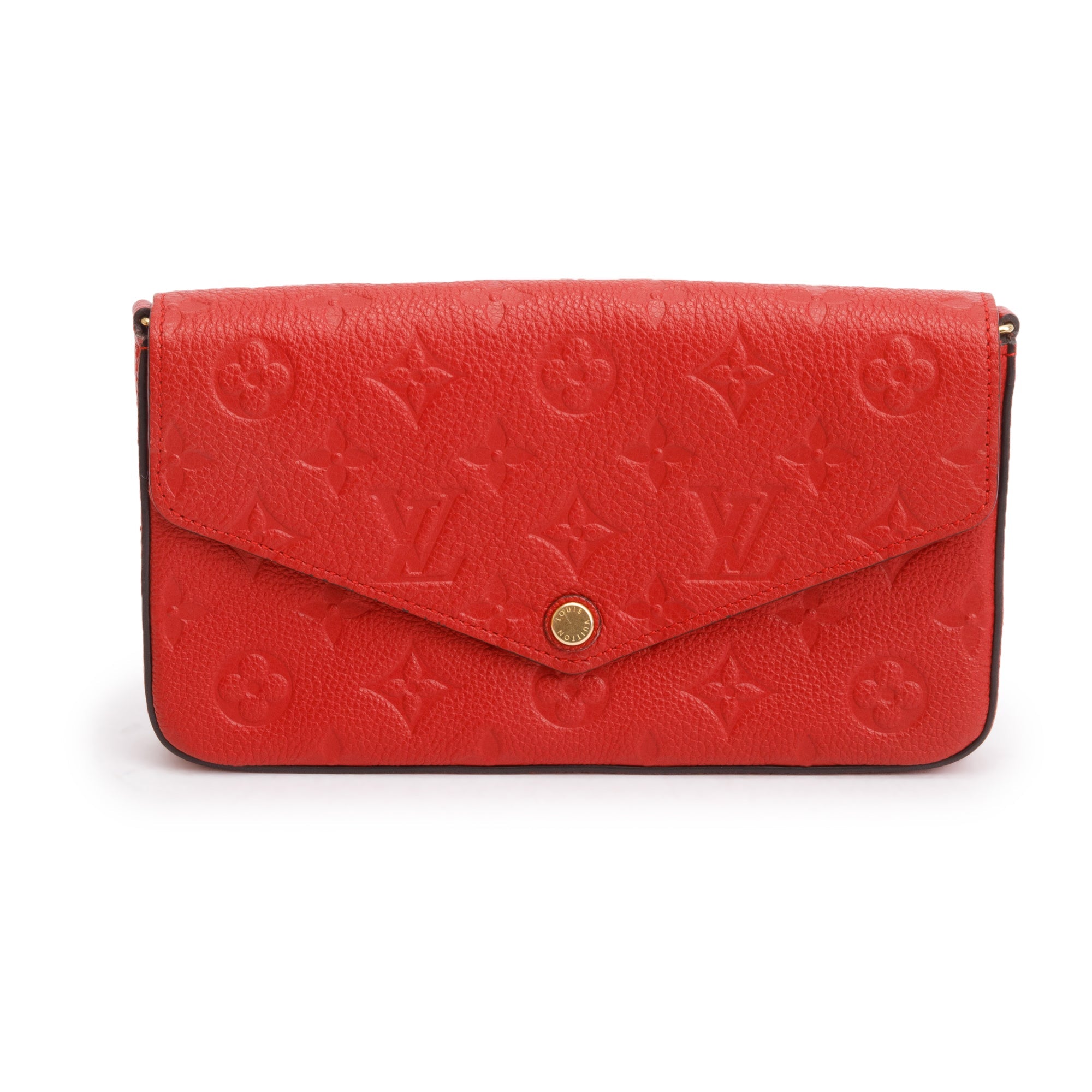 Louis Vuitton Cherry Red Monogram Empreinte Leather Felicie Pochette Chain Wallet w/ Box & Inserts