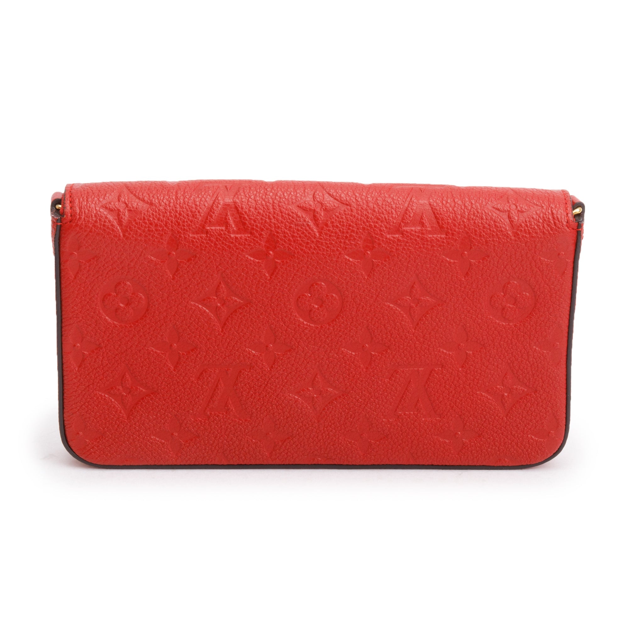 Louis Vuitton Cherry Red Monogram Empreinte Leather Felicie Pochette Chain Wallet w/ Box & Inserts