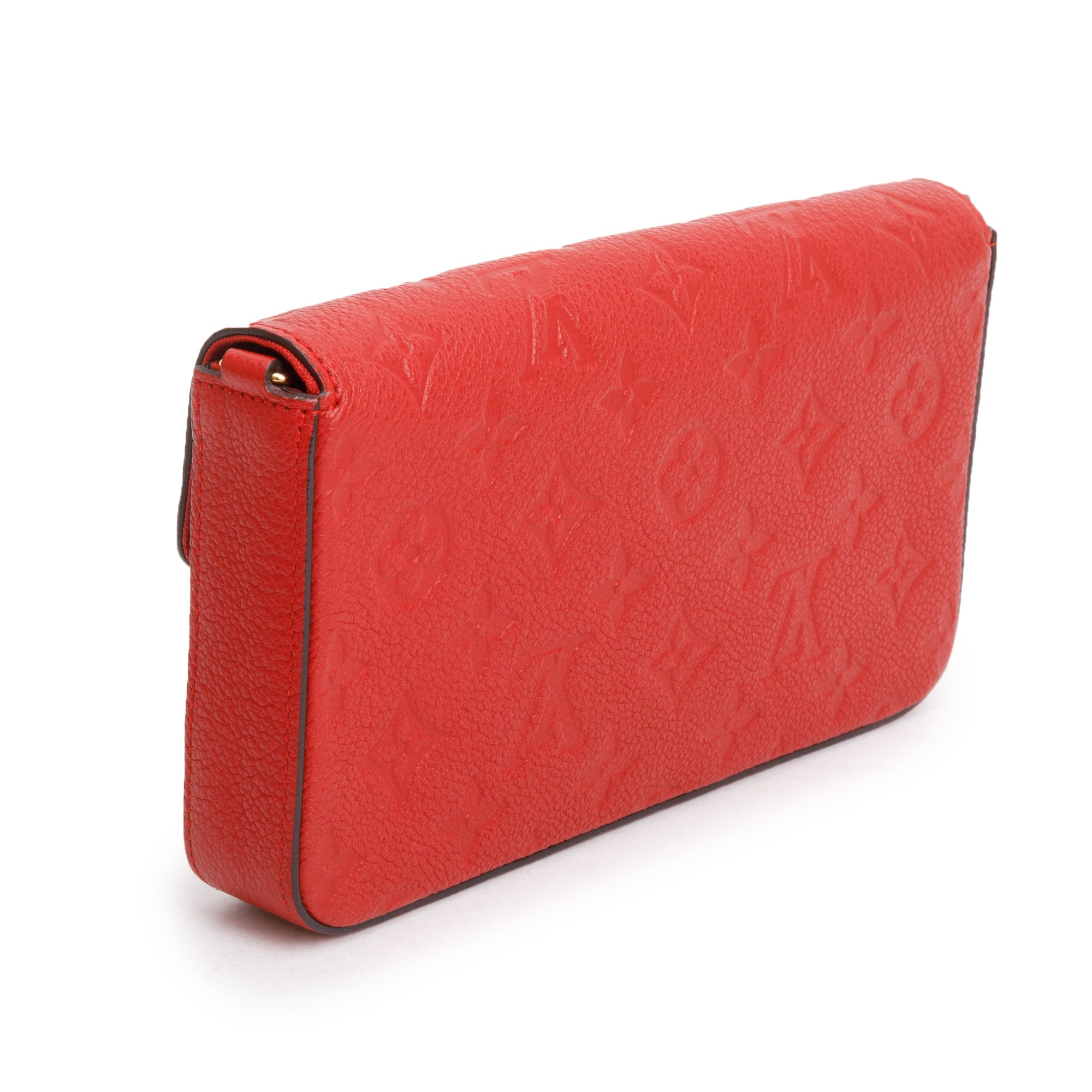 Louis Vuitton Cherry Red Monogram Empreinte Leather Felicie Pochette Chain Wallet w/ Box & Inserts