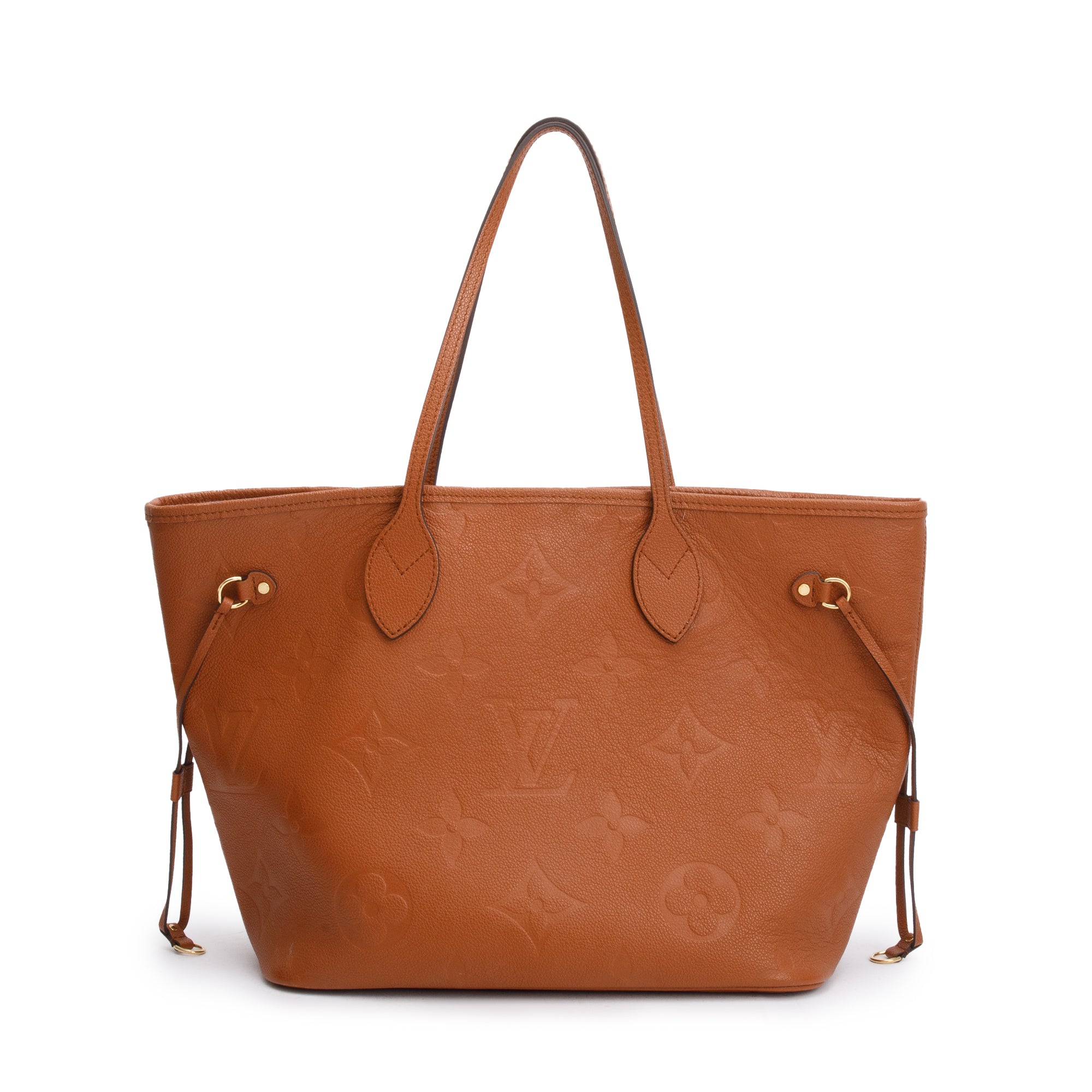 Louis Vuitton Congac Monogram Giant Empreinte Leather Neverfull MM w/ Pouch