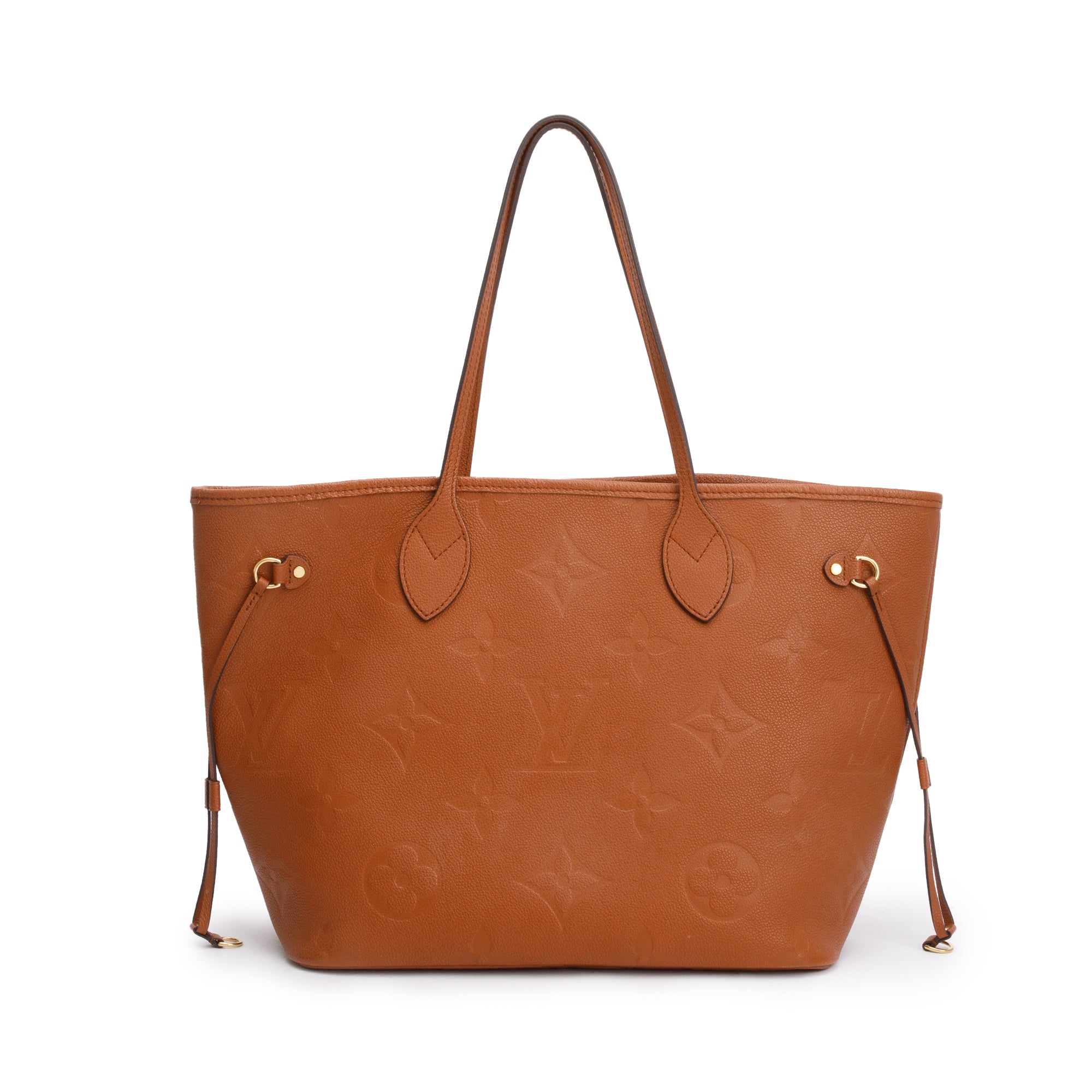 Louis Vuitton Congac Monogram Giant Empreinte Leather Neverfull MM w/ Pouch