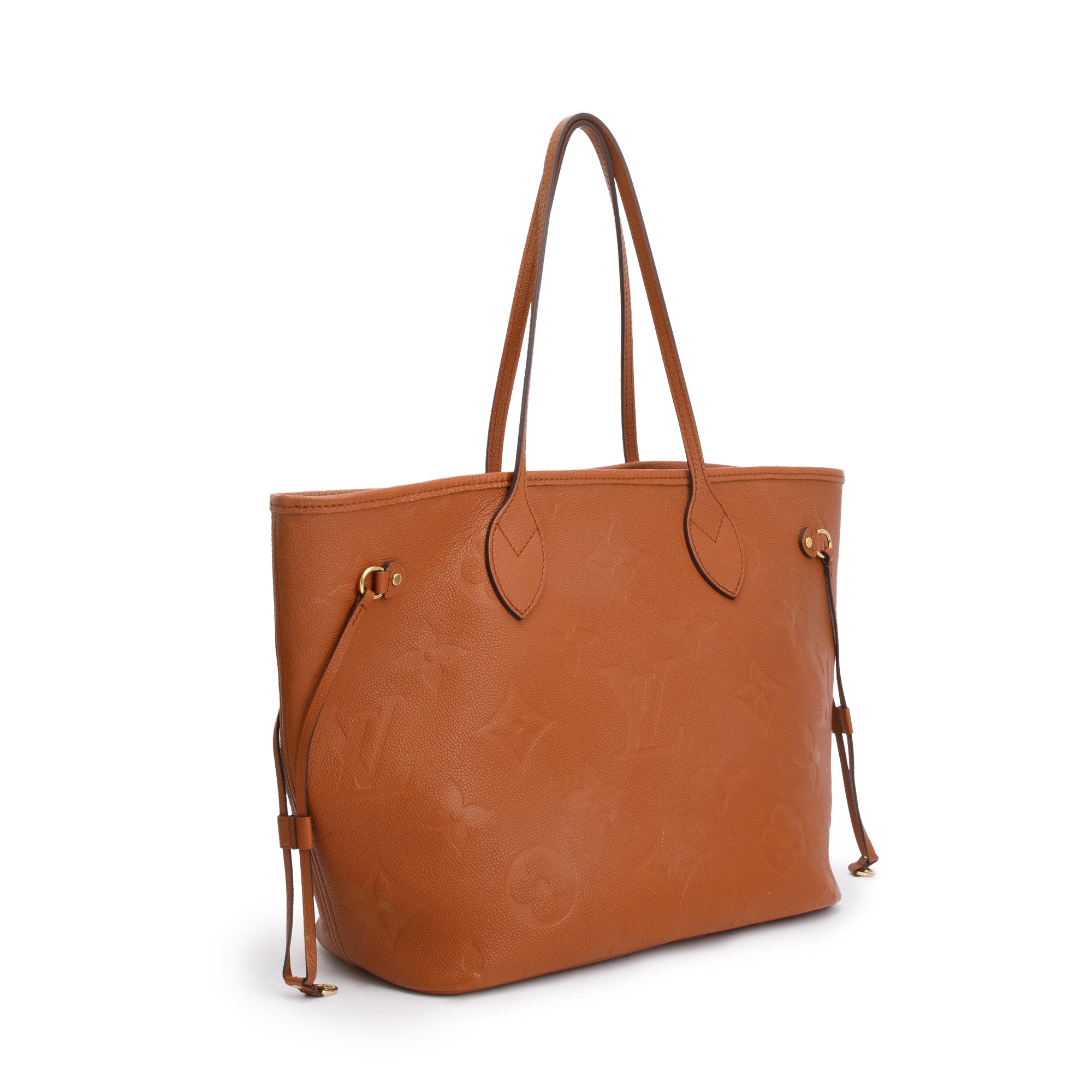 Louis Vuitton Congac Monogram Giant Empreinte Leather Neverfull MM w/ Pouch