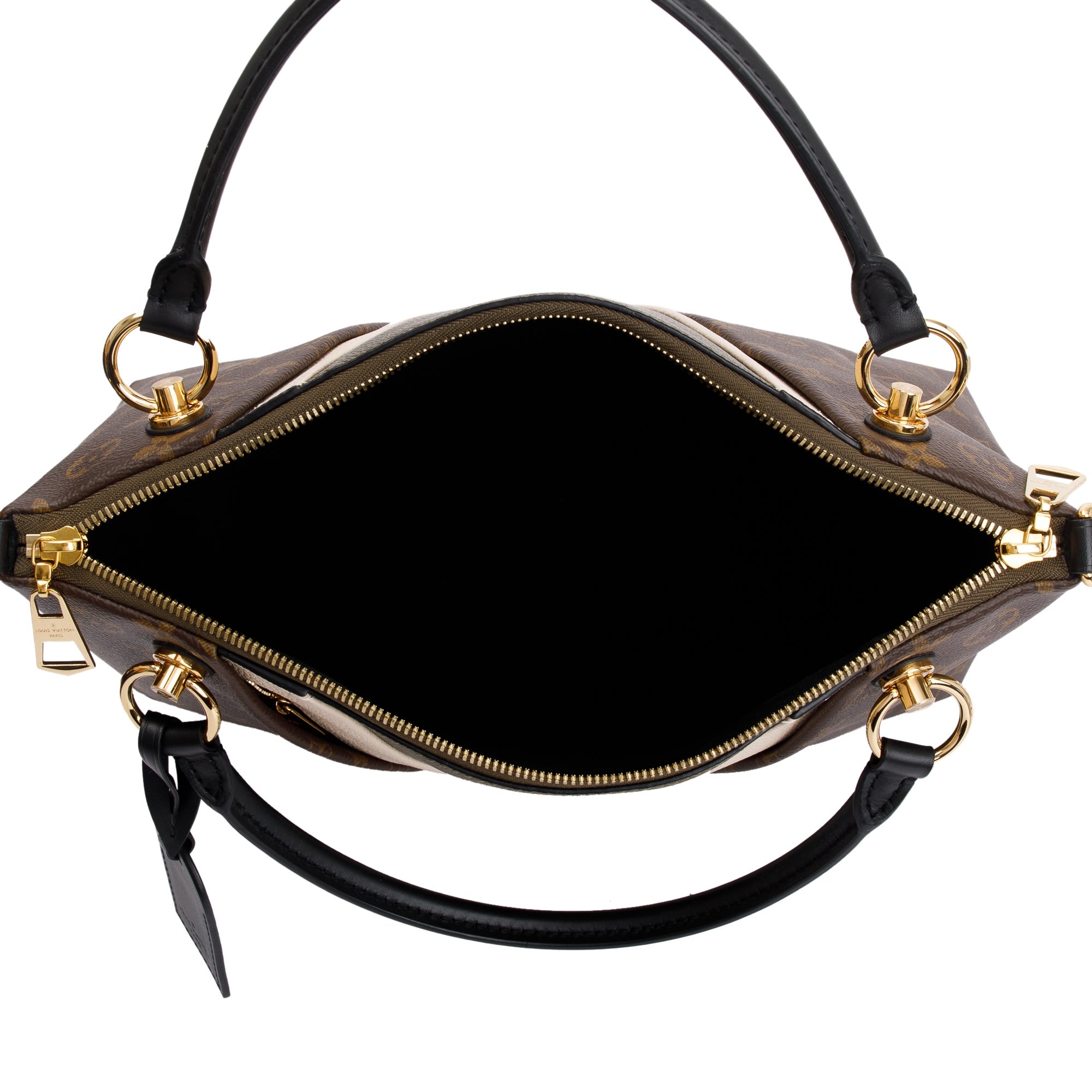 Louis Vuitton Creme & Khaki Leather Monogram V Tote MM w/ Strap