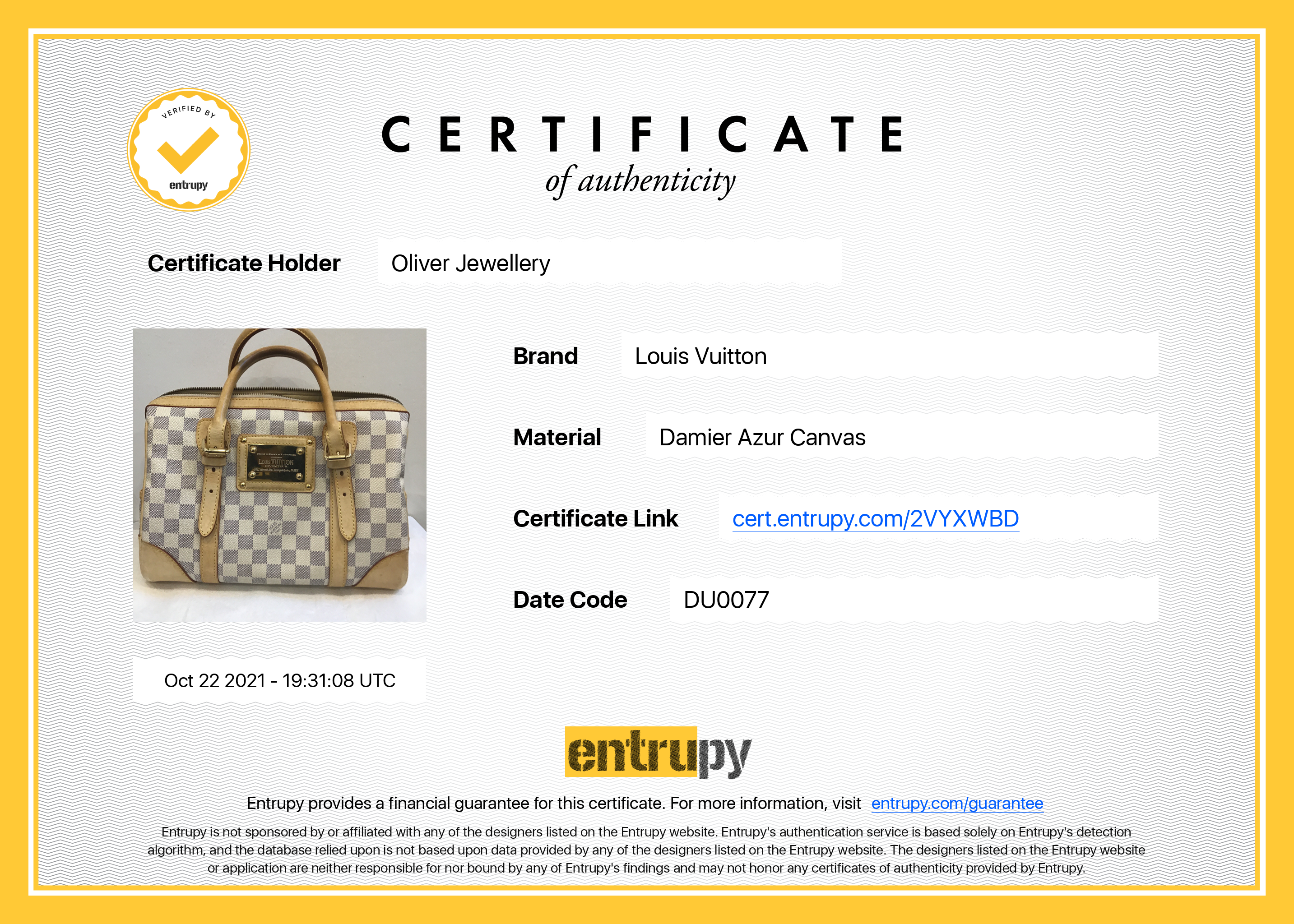 Louis Vuitton Damier Azur Berkeley Bag