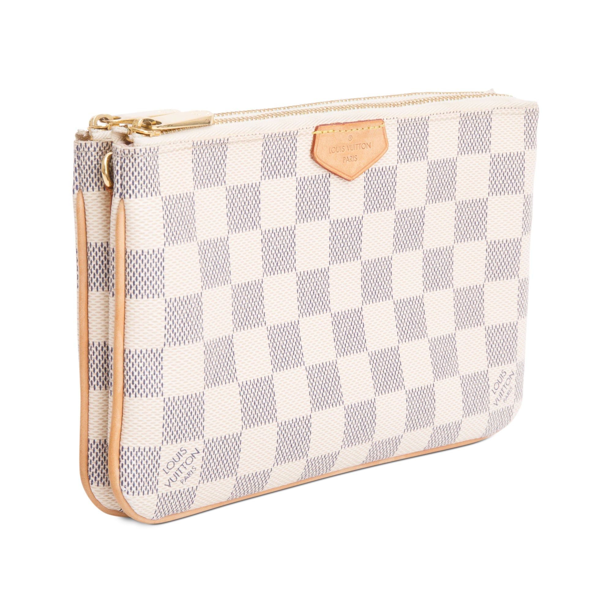 Louis Vuitton Damier Azur Double Zip Pochette w/ Strap