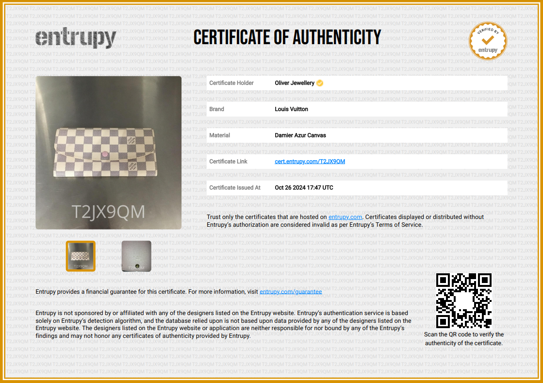 Louis Vuitton Damier Azur Emilie Wallet w/ Box