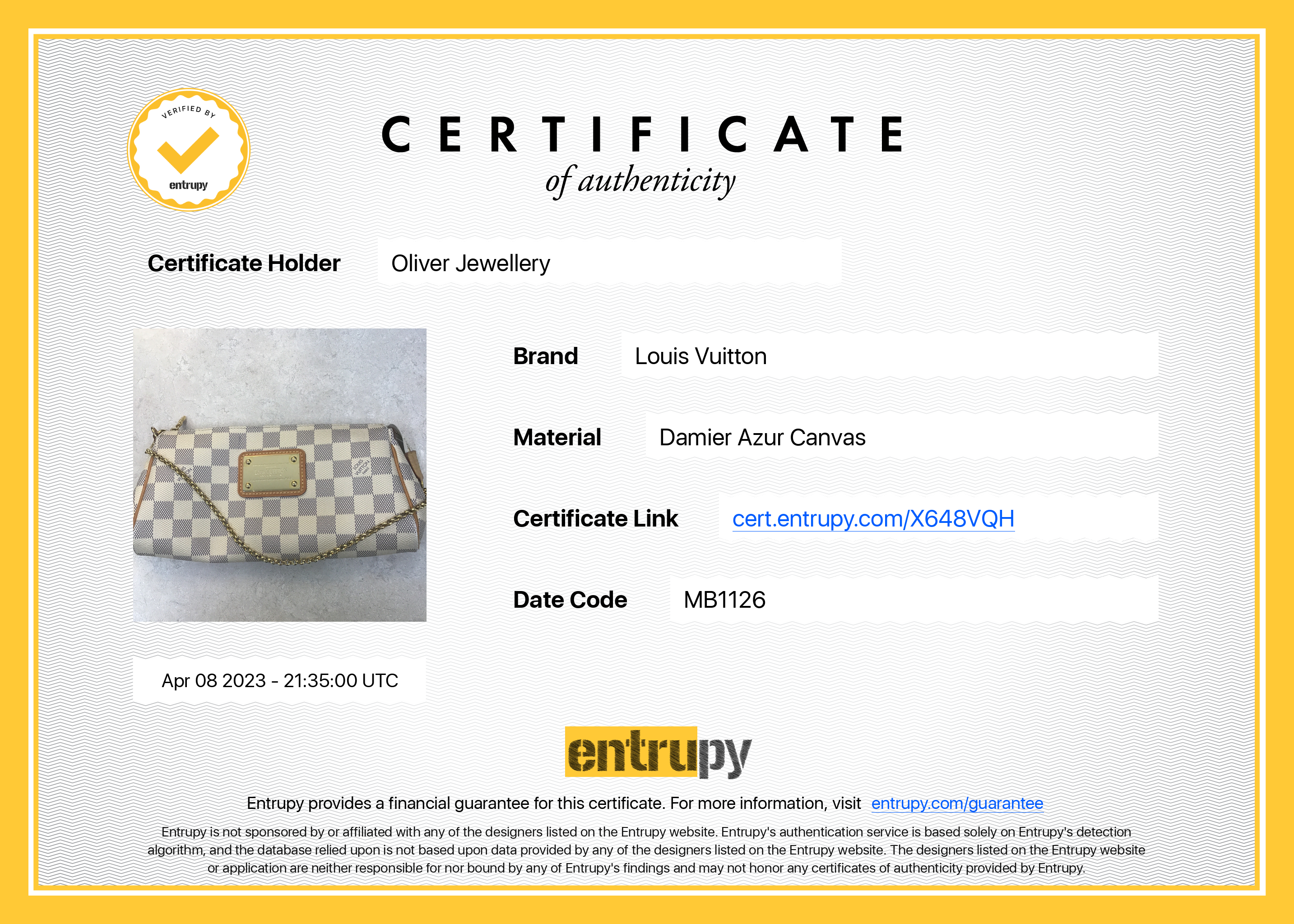 Louis Vuitton Damier Azur Eva Clutch w/ Strap