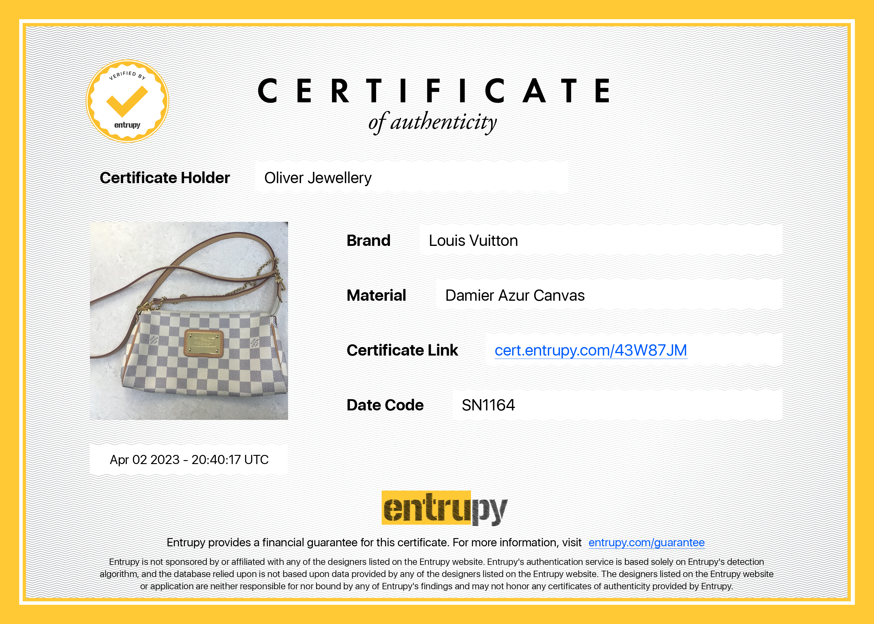 Louis Vuitton Damier Azur Eva Clutch w/ Strap