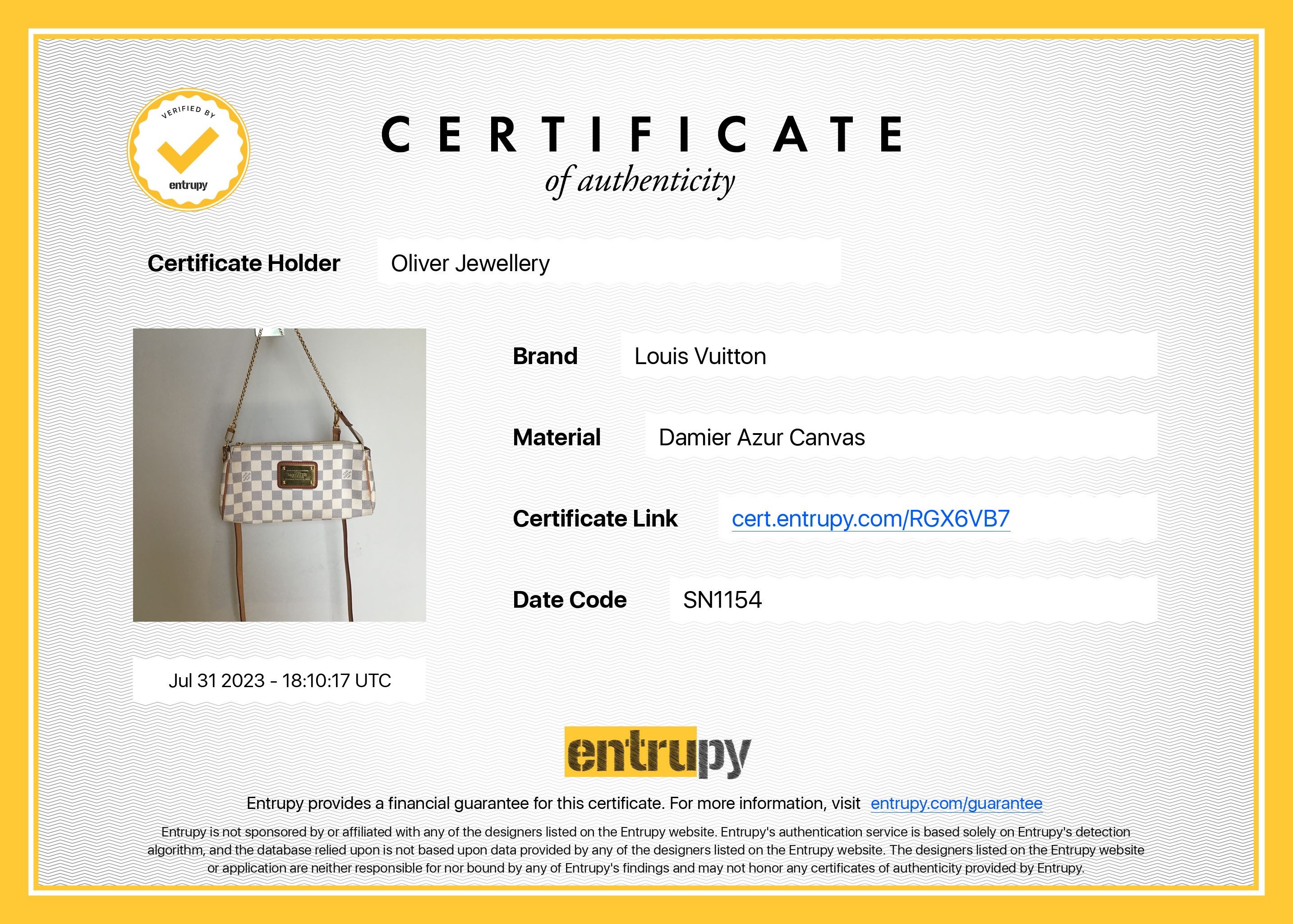 Louis Vuitton Damier Azur Eva Clutch w/ Straps & Box