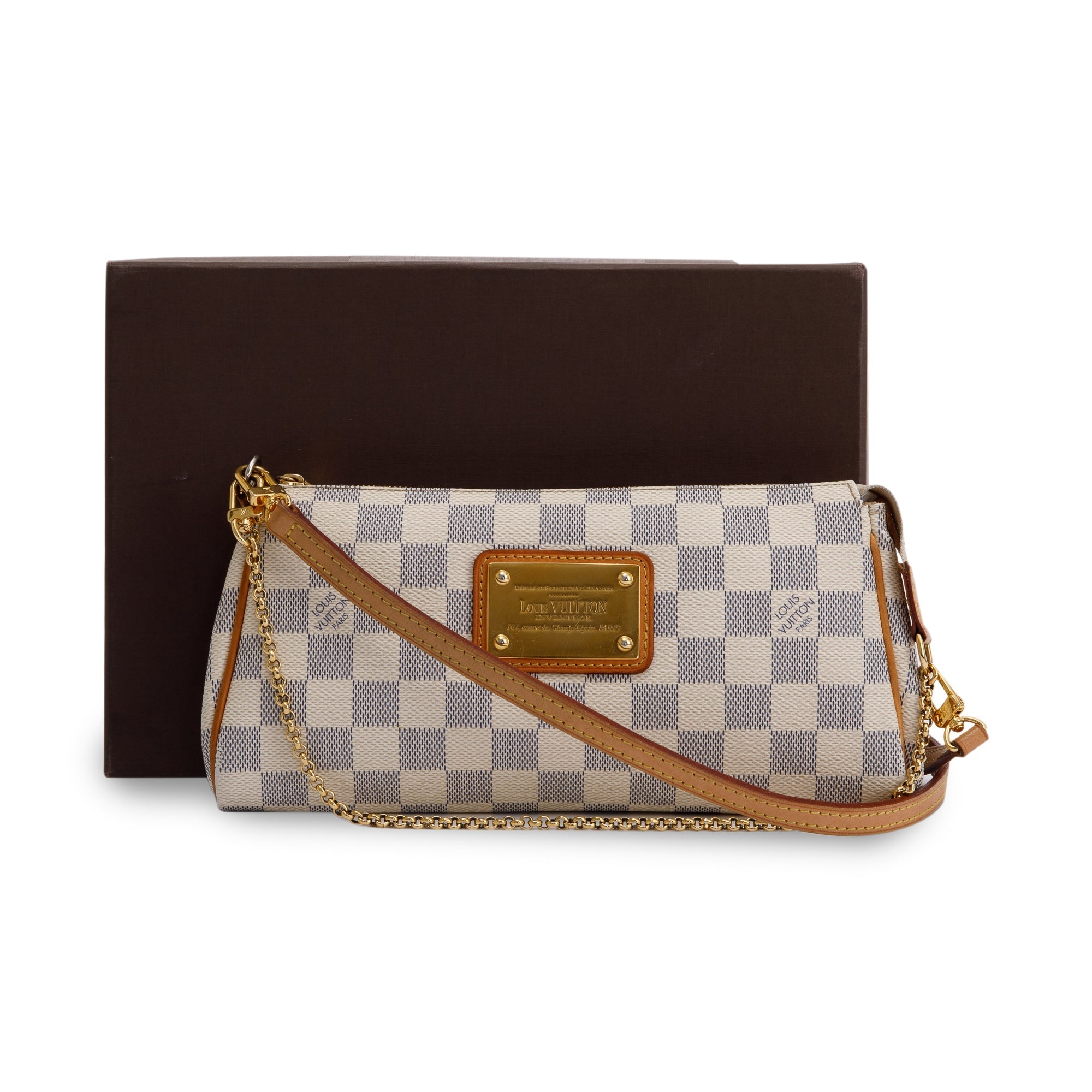 Louis Vuitton Damier Azur Eva Clutch w/ Straps & Box