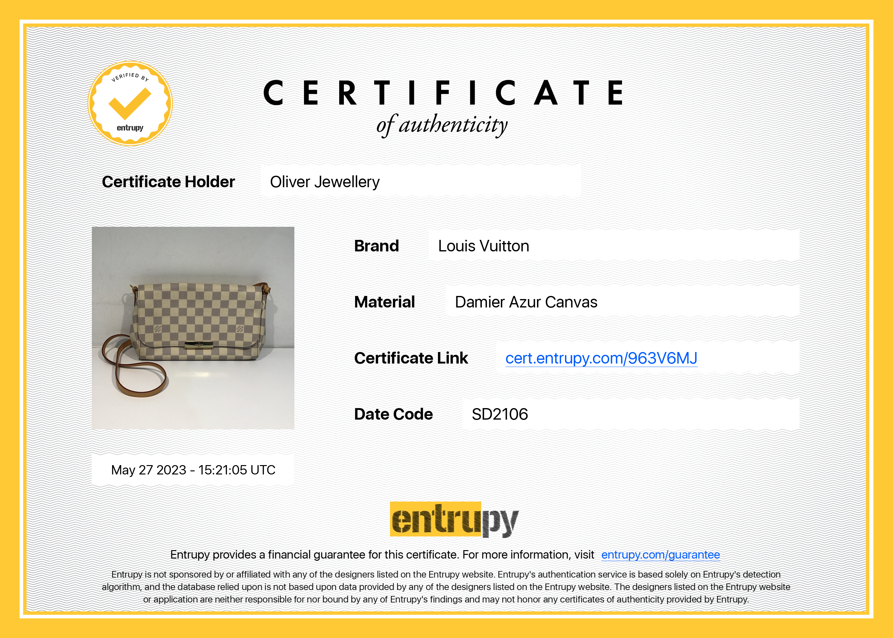 Louis Vuitton Damier Azur Favorite MM w/ Box