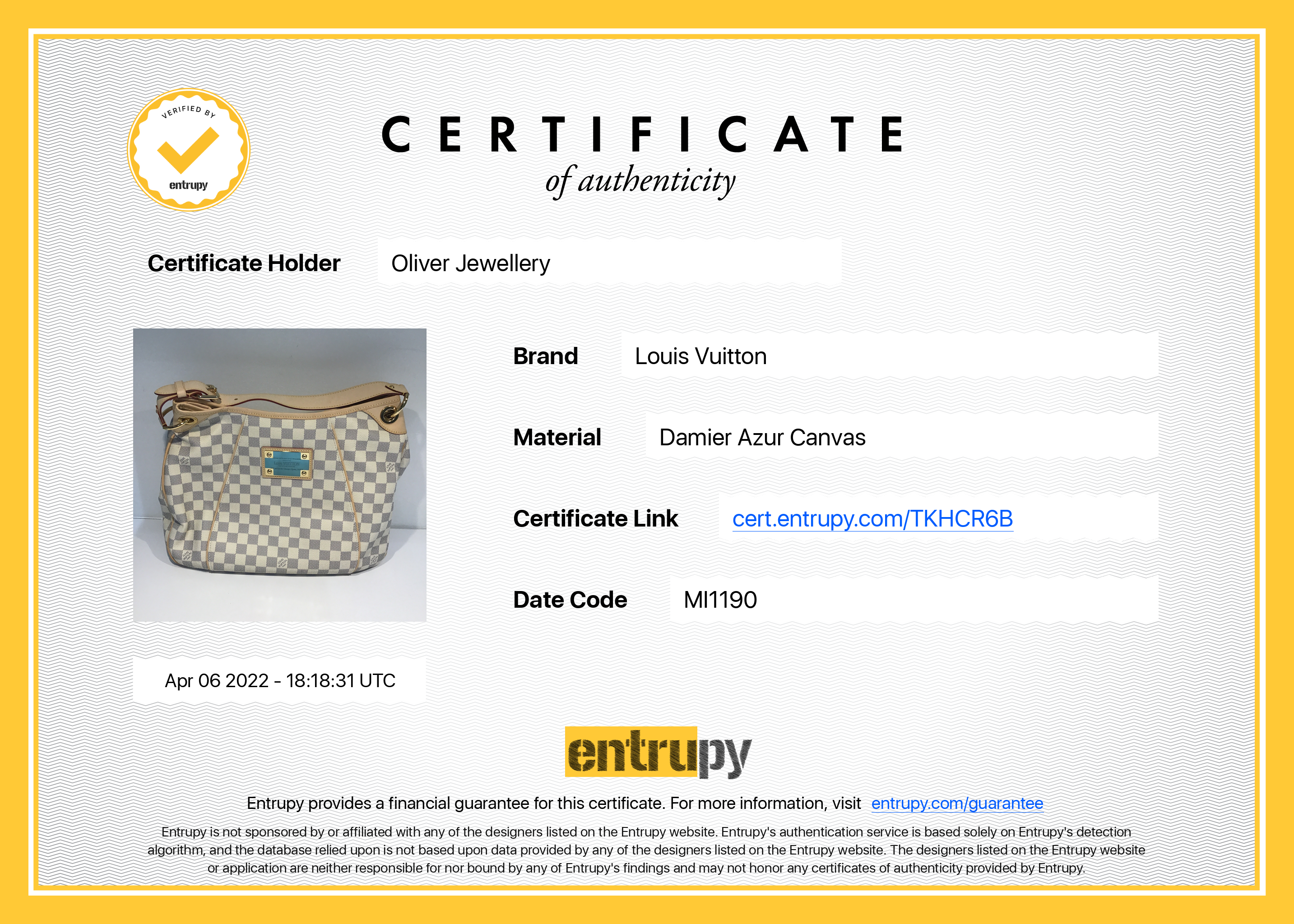 Louis Vuitton Damier Azur Galleria PM