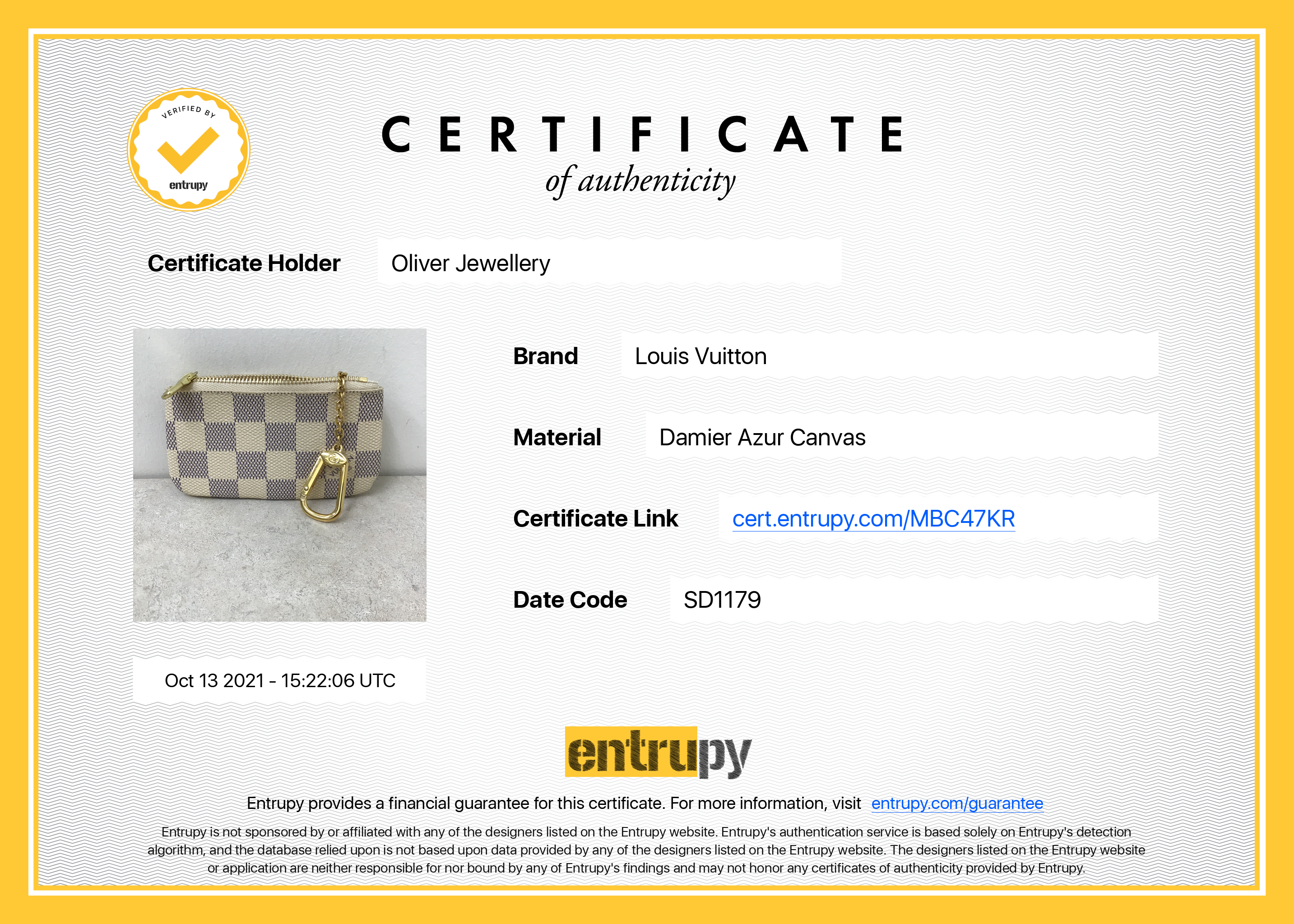 Louis Vuitton Damier Azur Key Pouch w/ Box