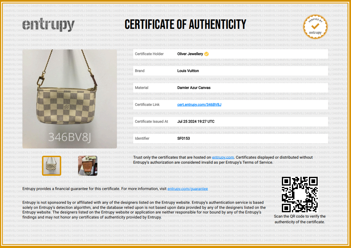 Louis Vuitton Damier Azur Mini Pochette Accessories w/ Box & Receipt