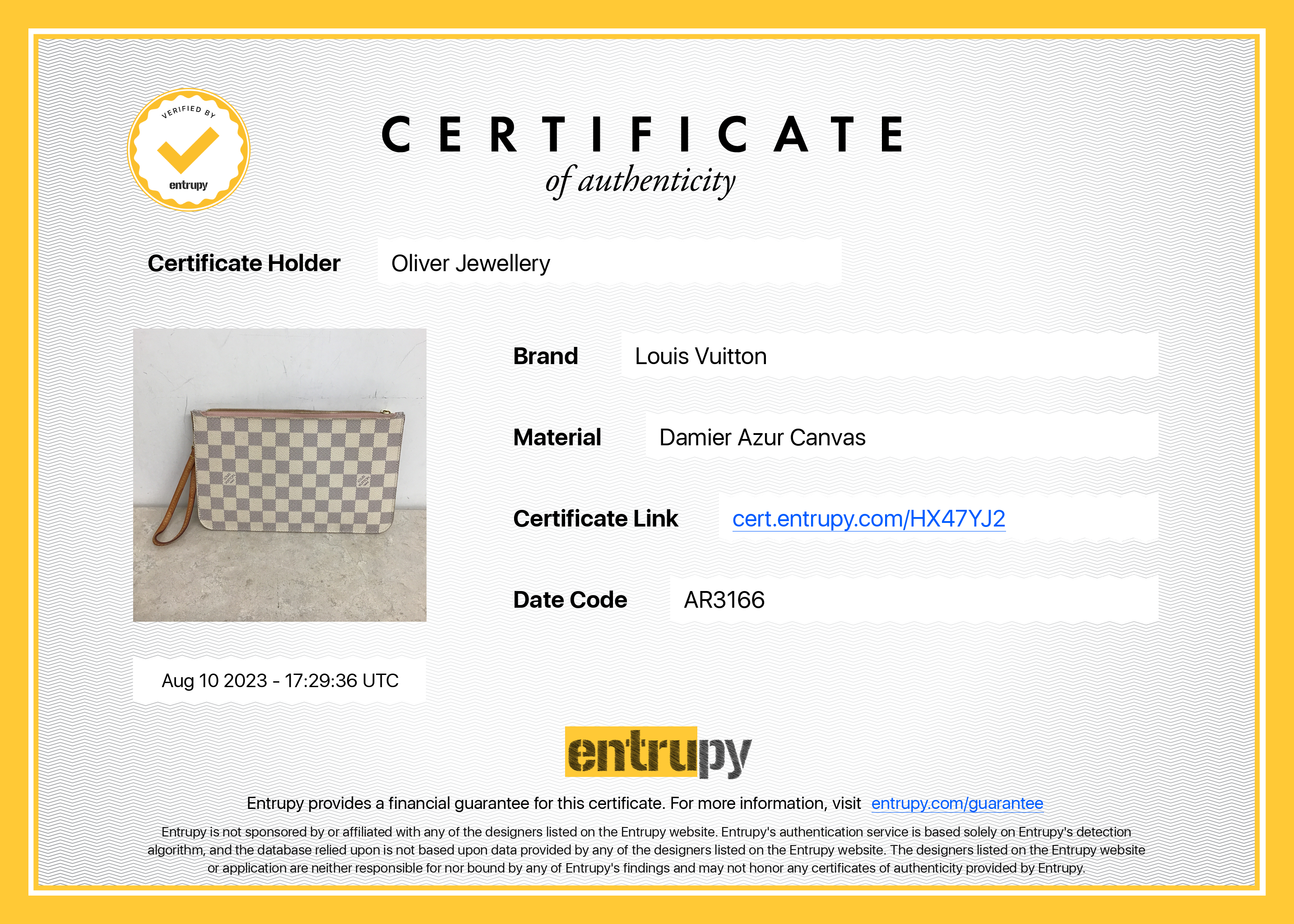 Louis Vuitton Damier Azur Neverfull MM w/ Pouch