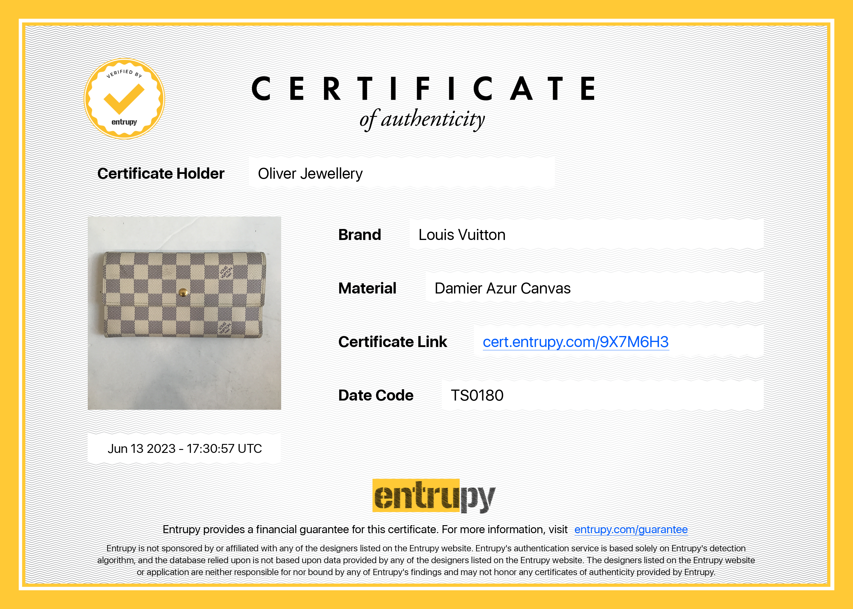 Louis Vuitton Damier Azur Porte Tresor International Wallet