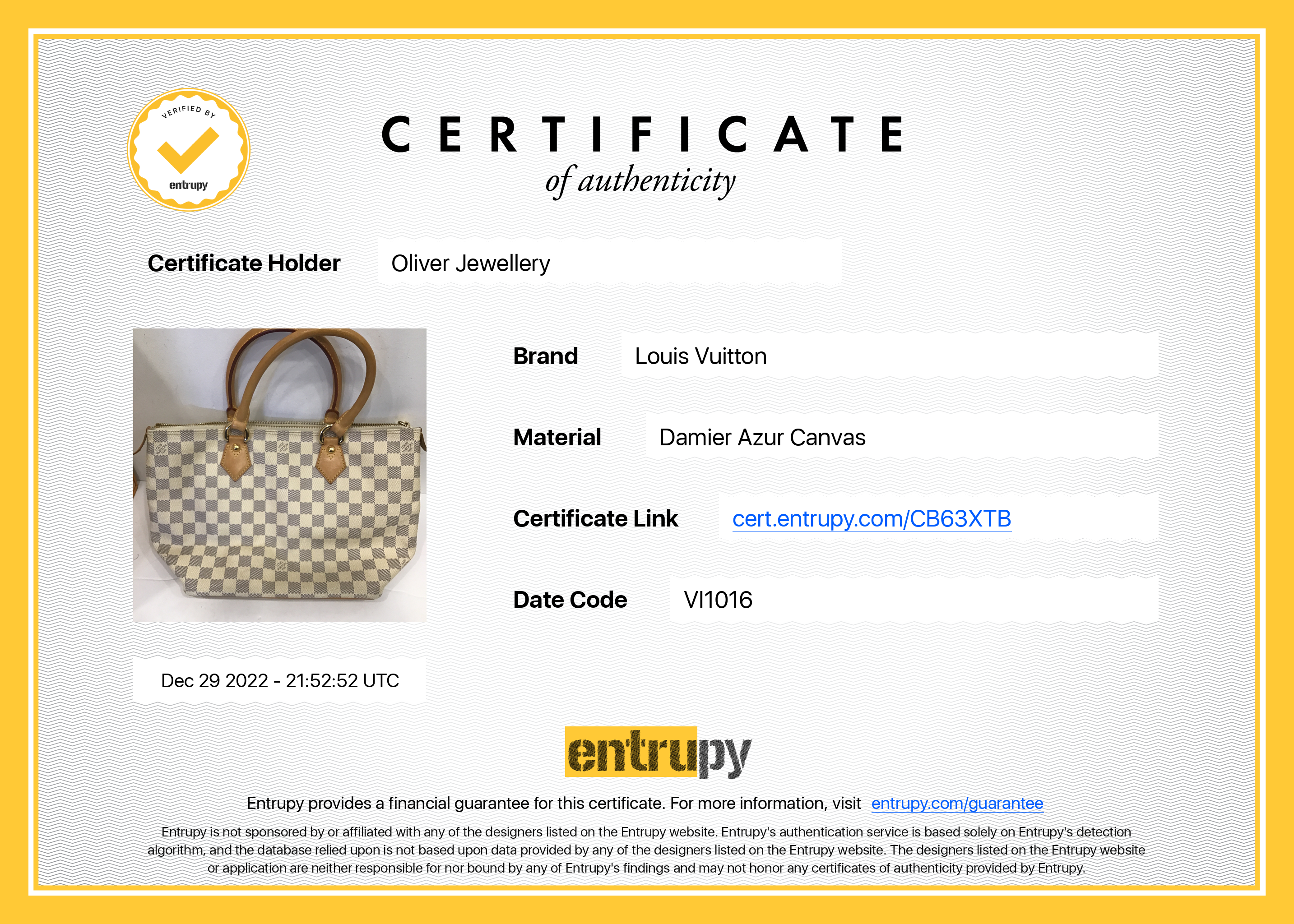 Louis Vuitton Damier Azur Saleya PM