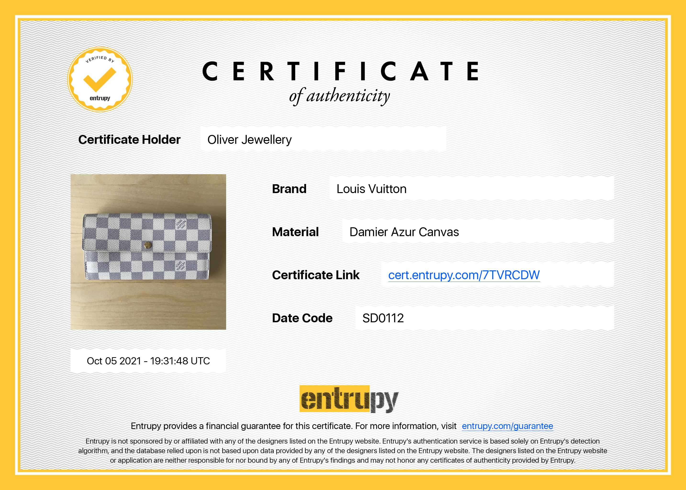 Louis Vuitton Damier Azur Sarah Wallet