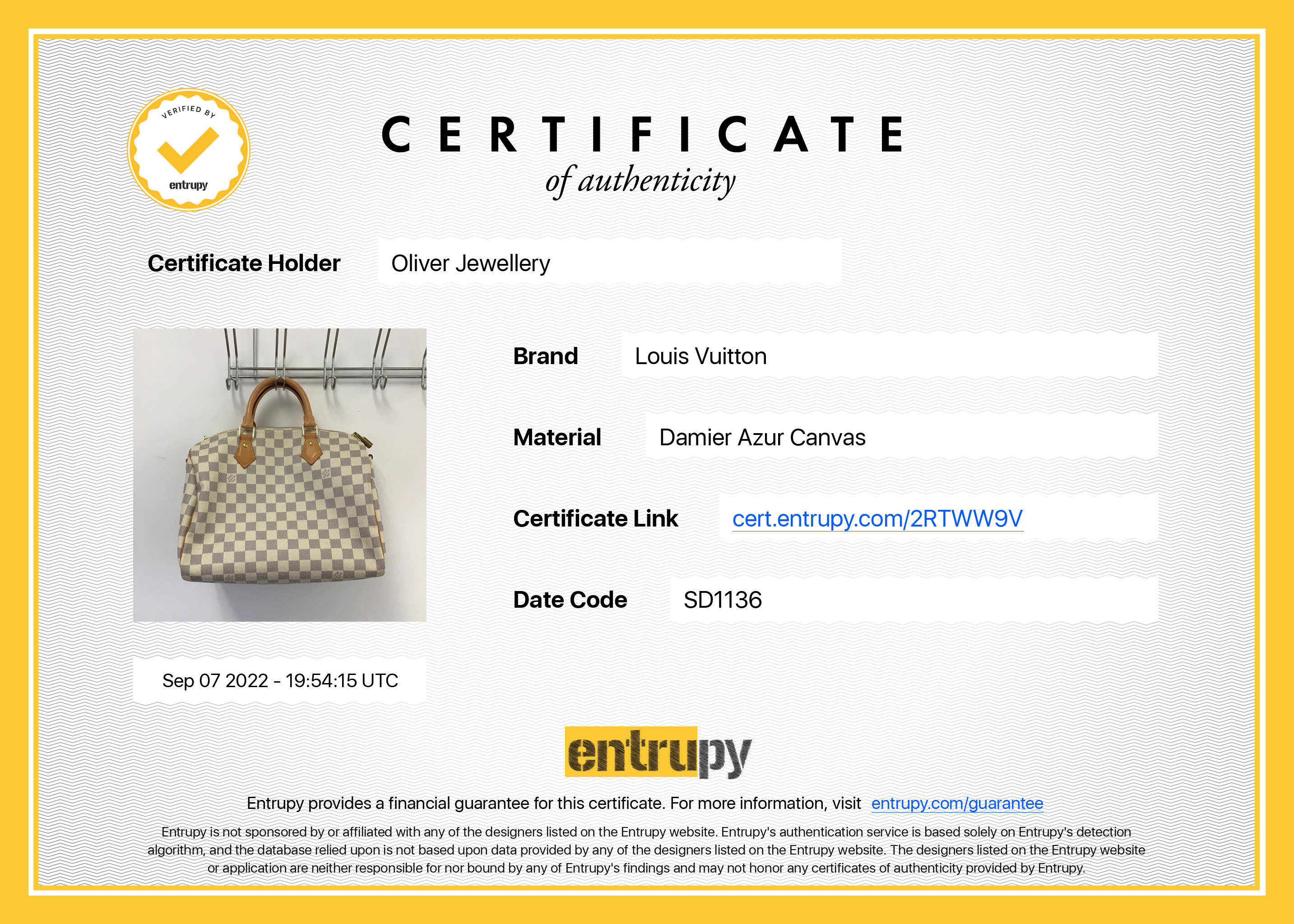 Louis Vuitton Damier Azur Speedy Bandouliere 30