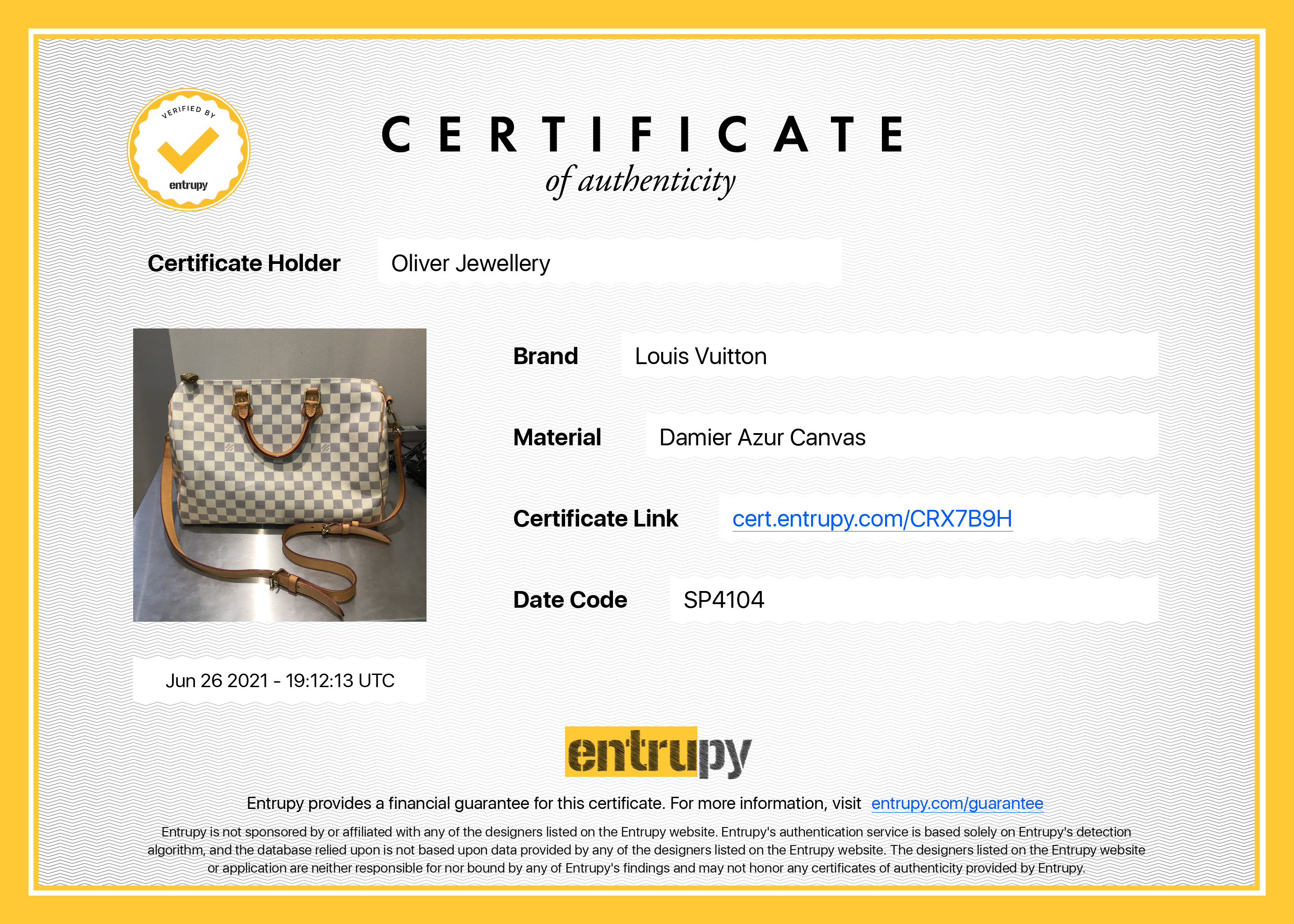 Louis Vuitton Damier Azur Speedy Bandouliere 35