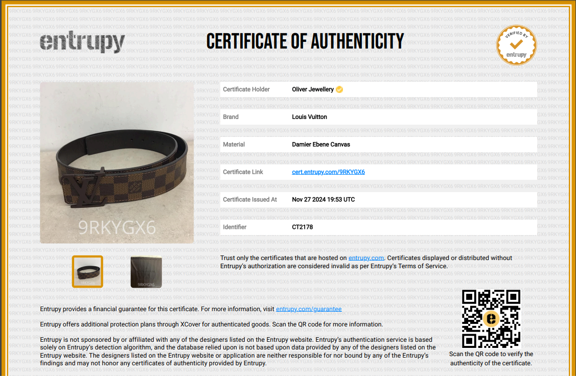 Louis Vuitton Damier Ebene Canvas LV Initials 40 MM Belt 90 36 w/ Box