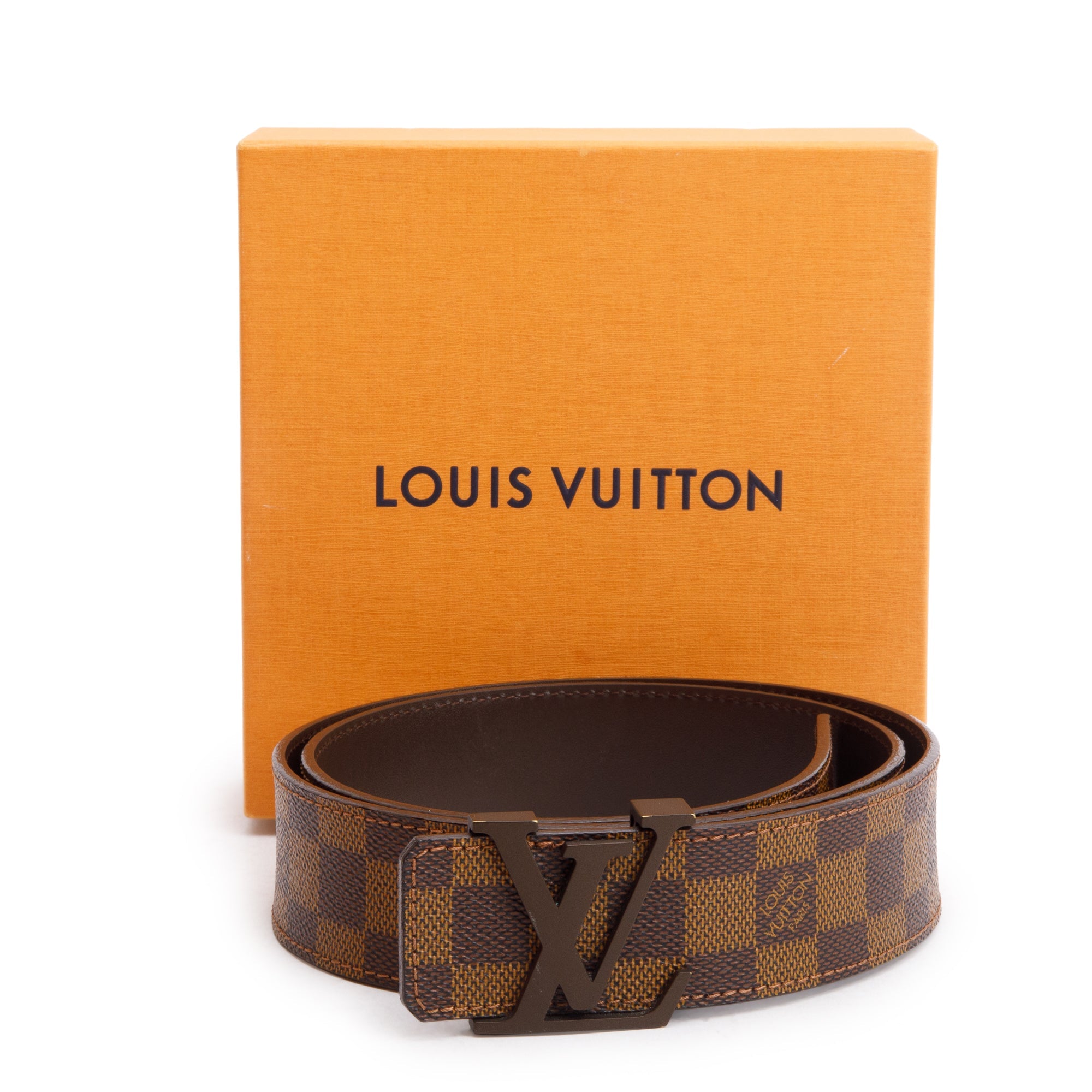 Louis Vuitton Damier Ebene Canvas LV Initials 40 MM Belt 90 36 w/ Box & Receipt