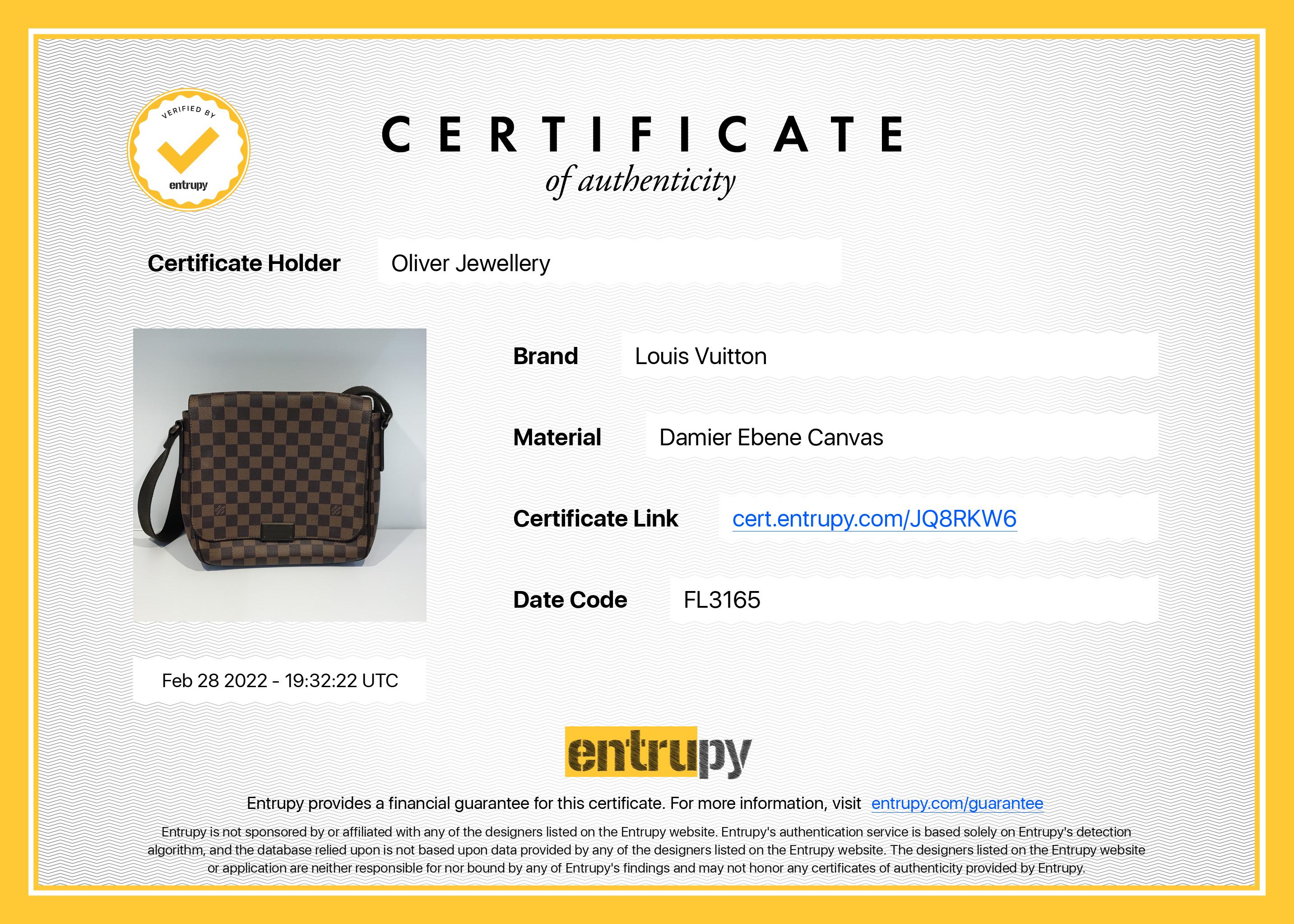 Louis Vuitton Damier Ebene District PM