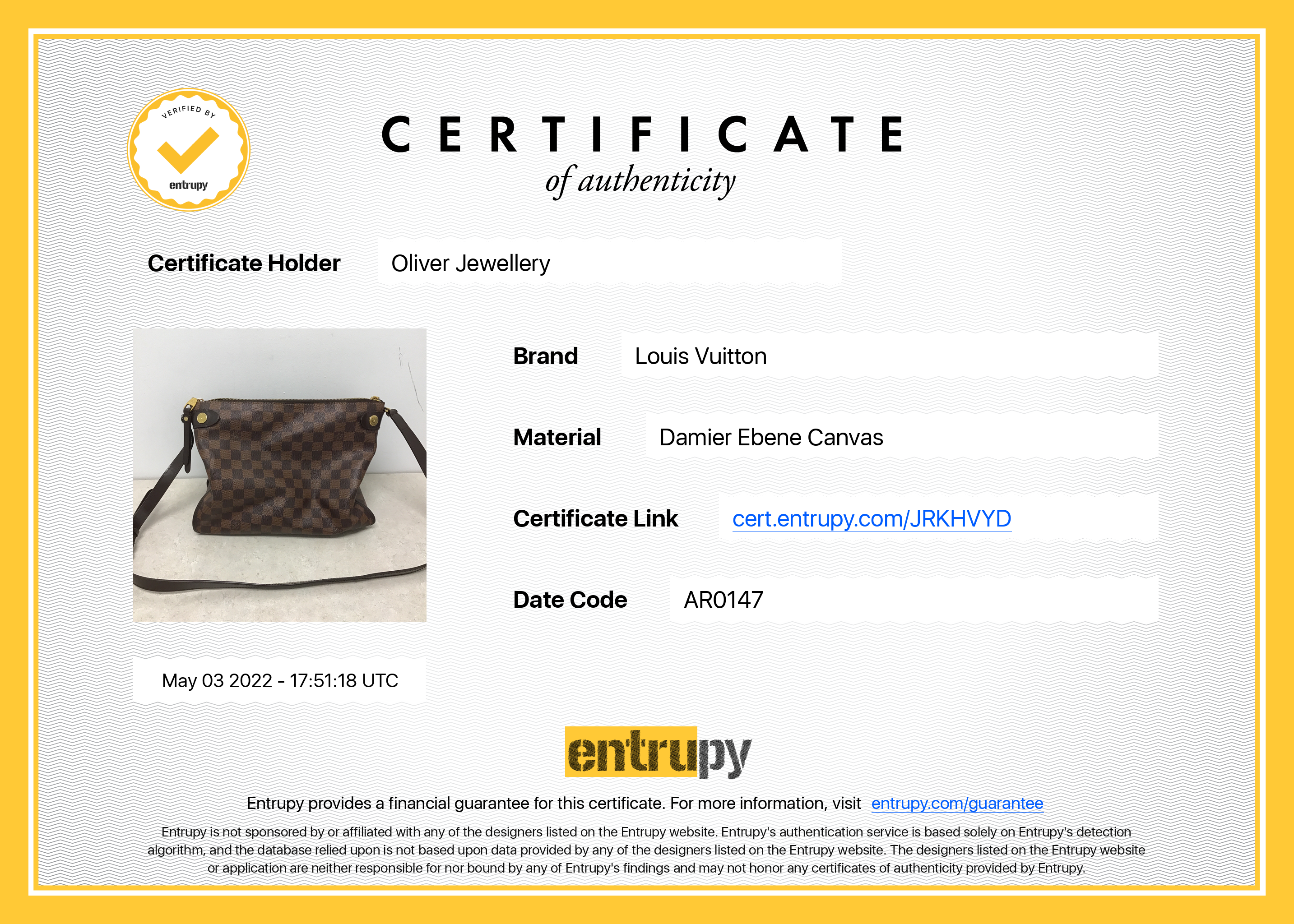 Louis Vuitton Damier Ebene Duomo Crossbody w/ Receipt