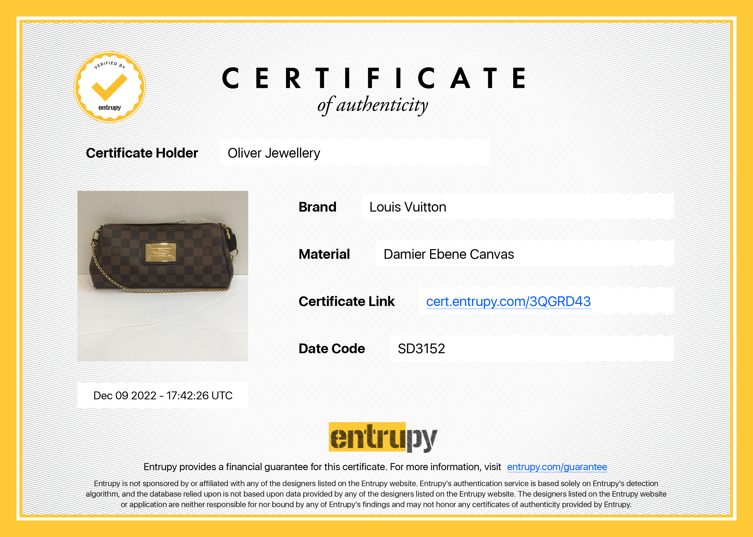 Louis Vuitton Damier Ebene Eva Clutch w/ Strap