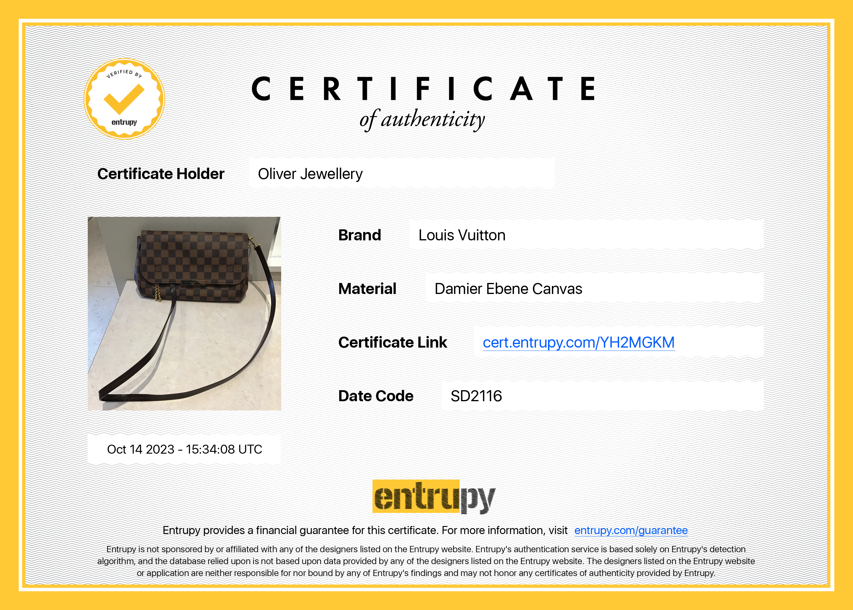 Louis Vuitton Damier Ebene Favorite MM w/ Strap