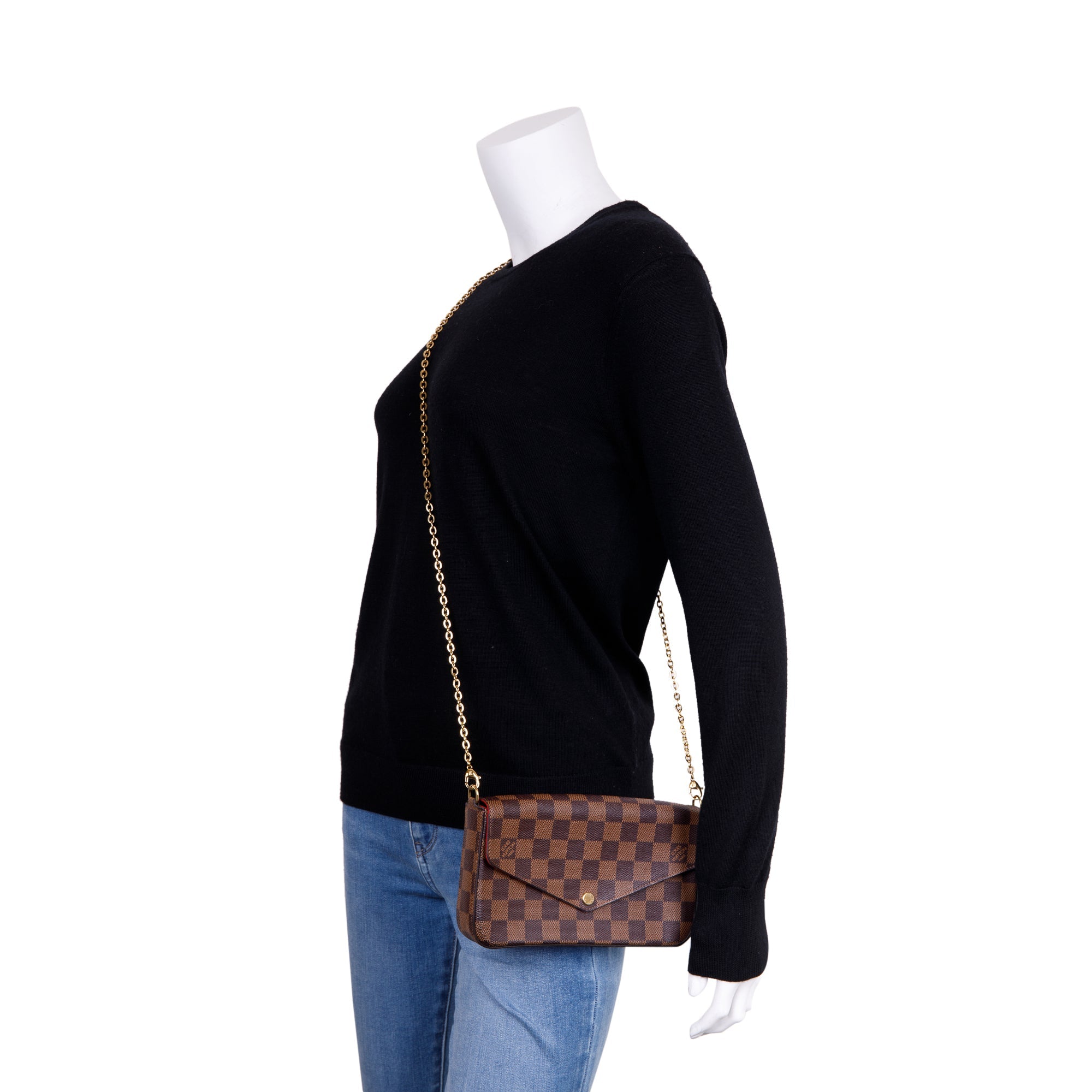 Louis Vuitton Damier Ebene Felicie Pochette Bag w/ Box & Inserts