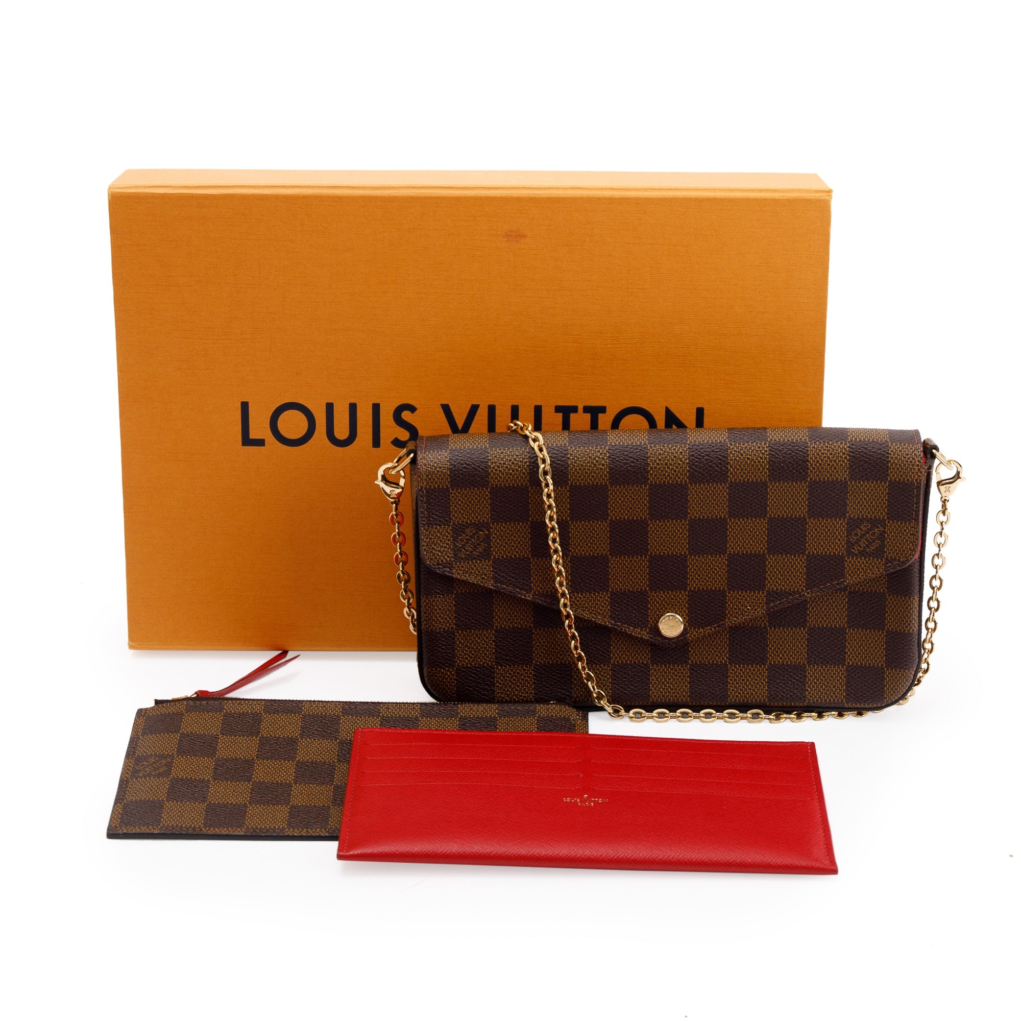 Louis Vuitton Damier Ebene Felicie Pochette Bag w/ Box & Inserts