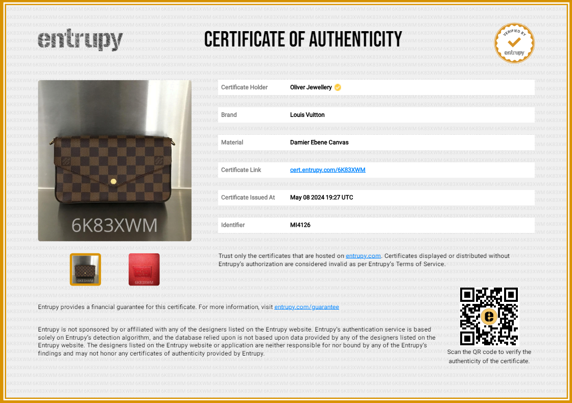 Louis Vuitton Damier Ebene Felicie Pochette w/ Inserts, Box & Receipt