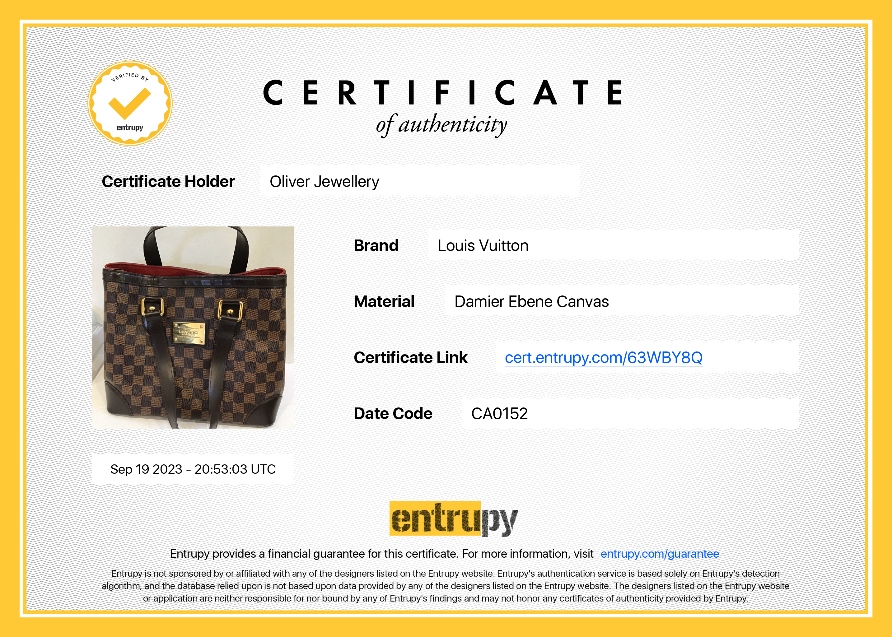 Louis Vuitton Damier Ebene Hampstead MM