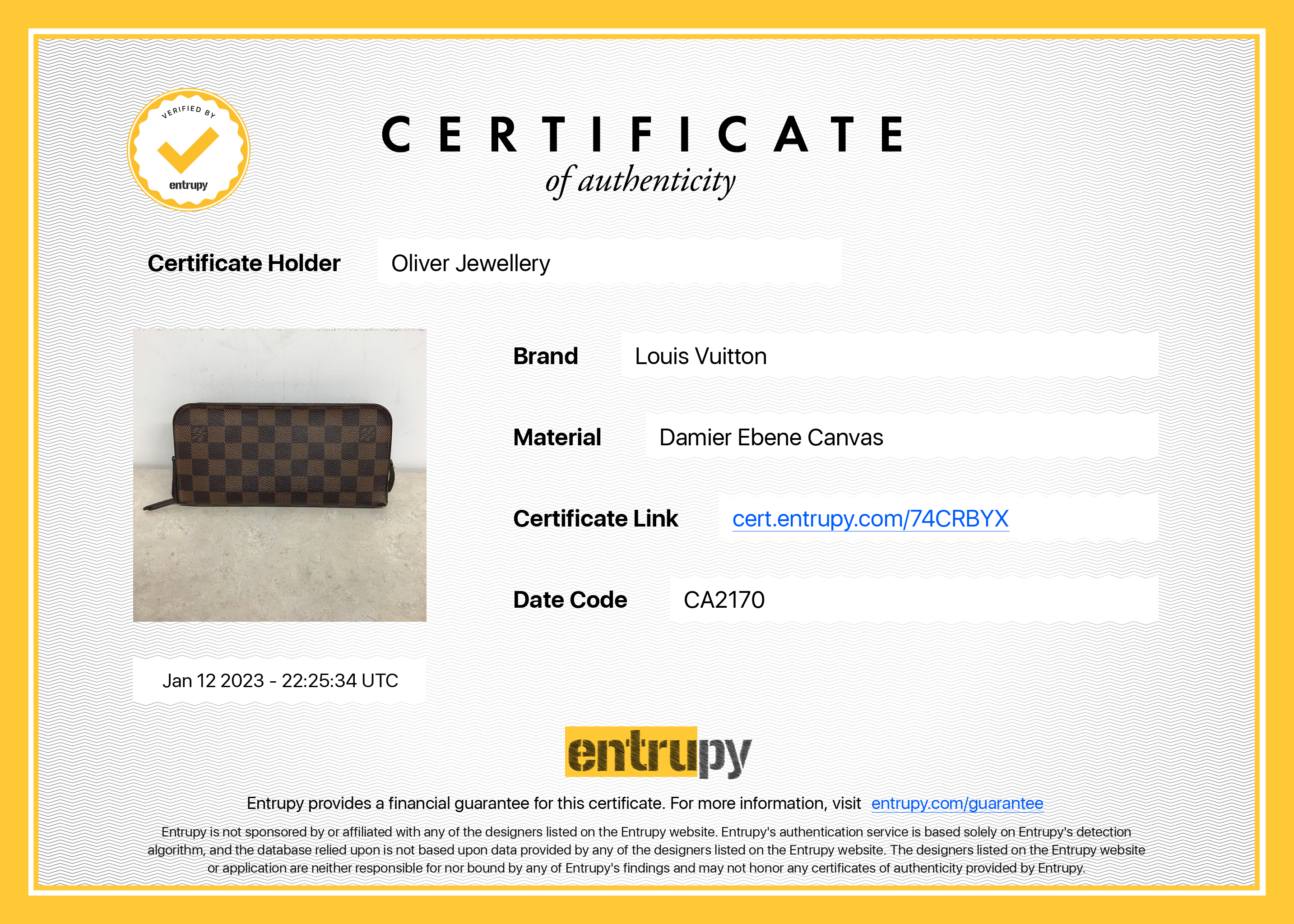 Louis Vuitton Damier Ebene Insolite Wallet W/ Box