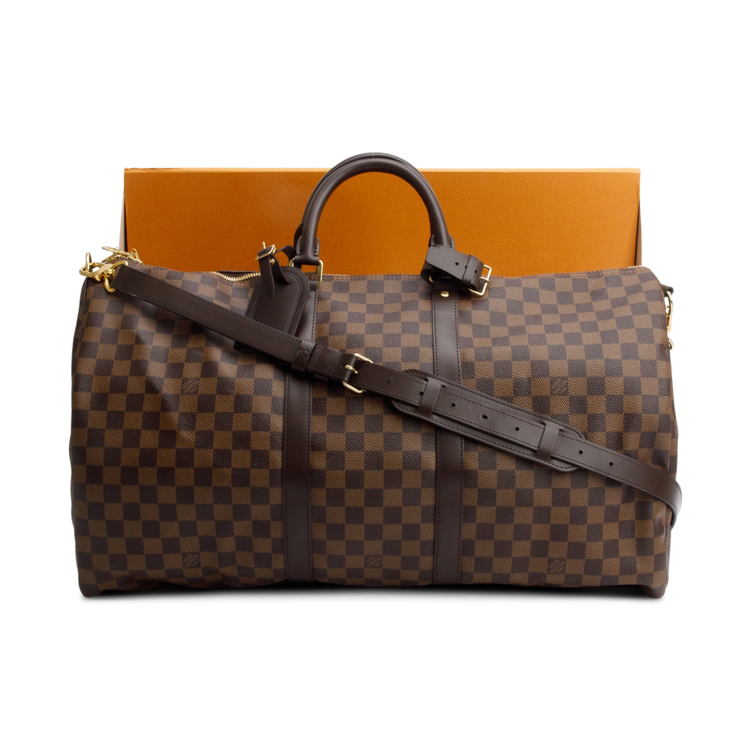 Louis Vuitton Damier Ebene Keepall Bandouliere 55 w/ Strap & Box