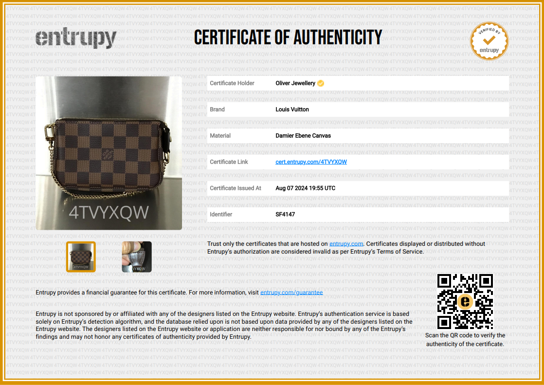 Louis Vuitton Damier Ebene Mini Pochette Accessories w Box & Receipt