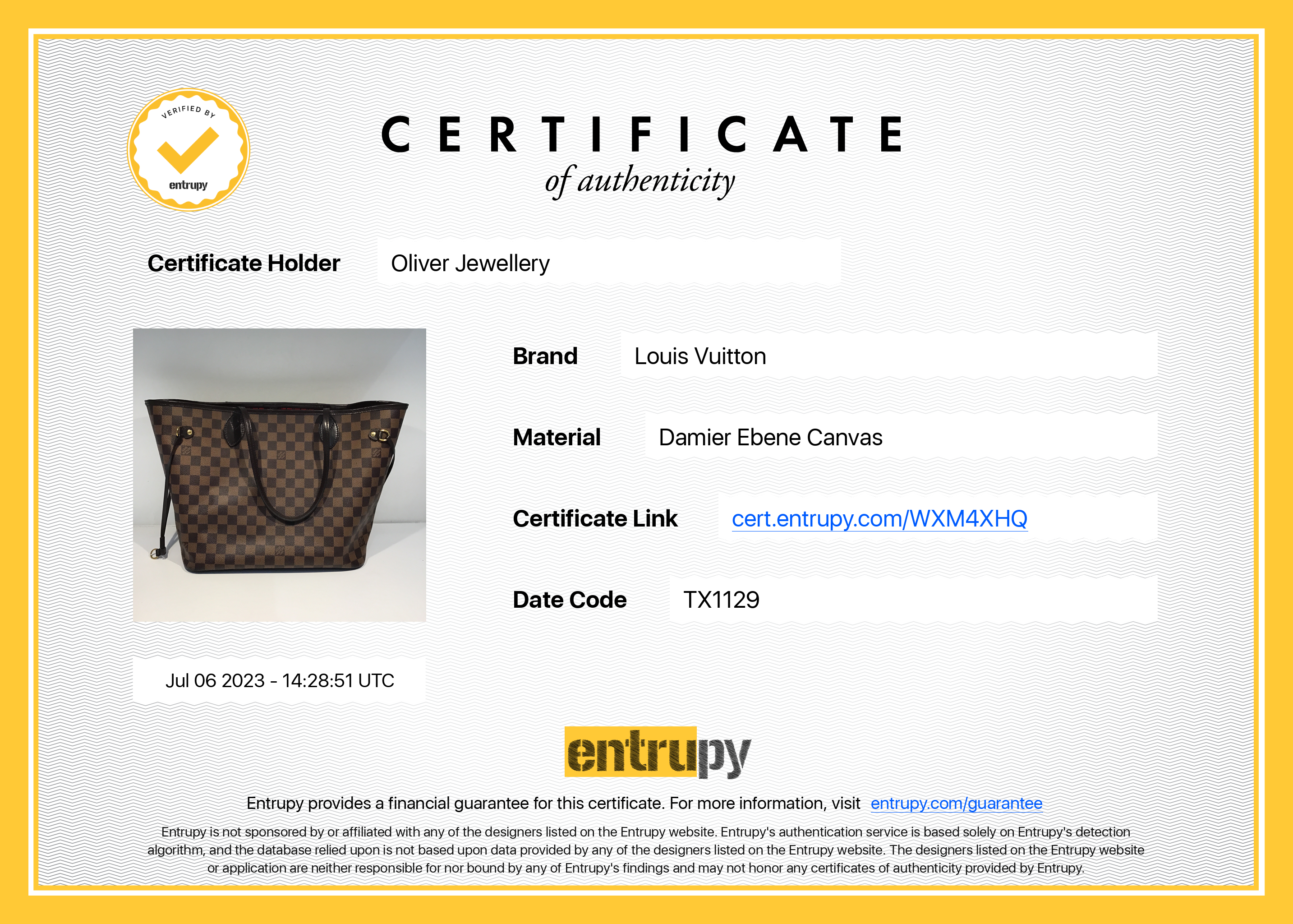 Louis Vuitton Damier Ebene Neverfull MM w/ Pouch & Box