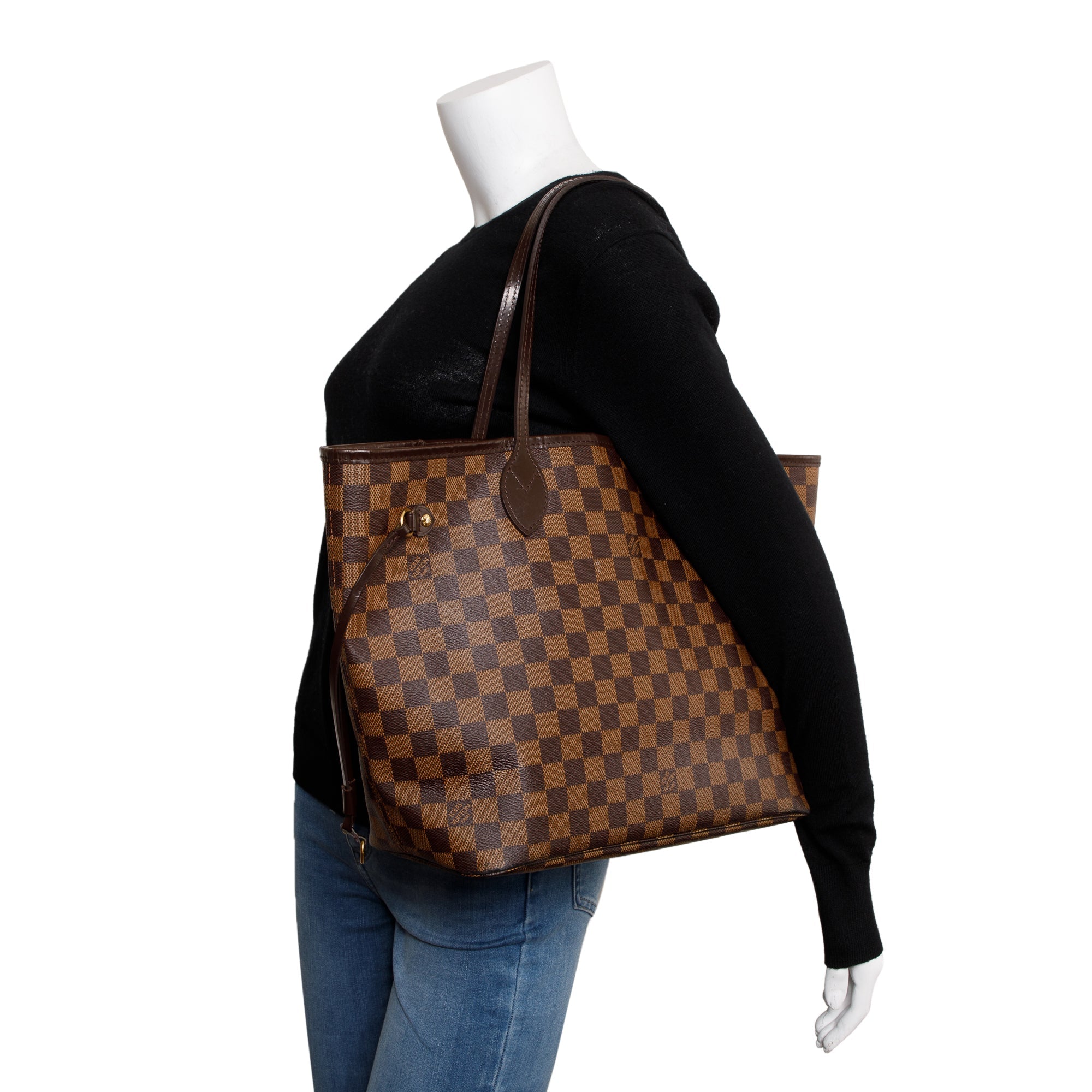 Louis Vuitton Damier Ebene Neverfull MM w/ Pouch & Box