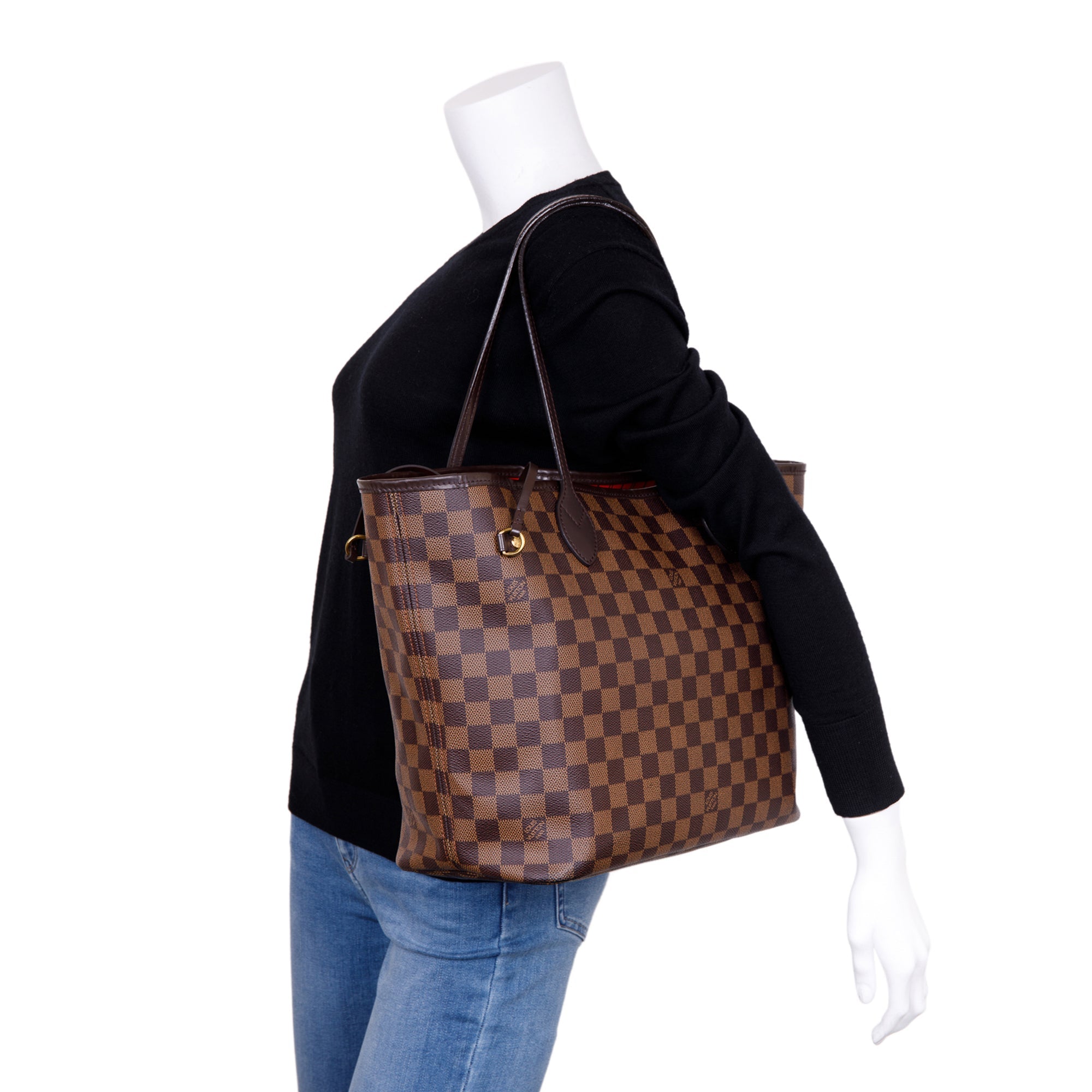 Louis Vuitton Damier Ebene Neverfull MM w/ Pouch & Box