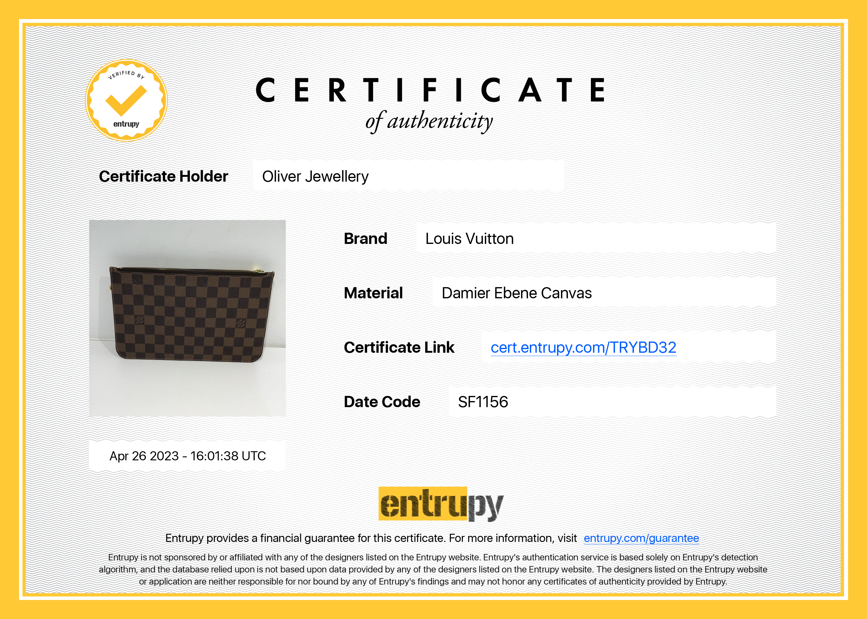 Louis Vuitton Damier Ebene Neverfull Pochette