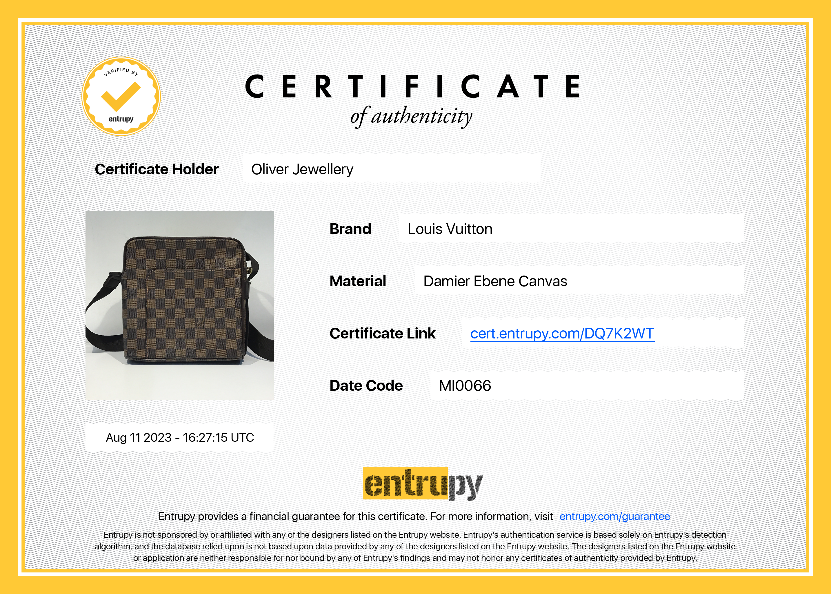 Louis Vuitton Damier Ebene Olav PM