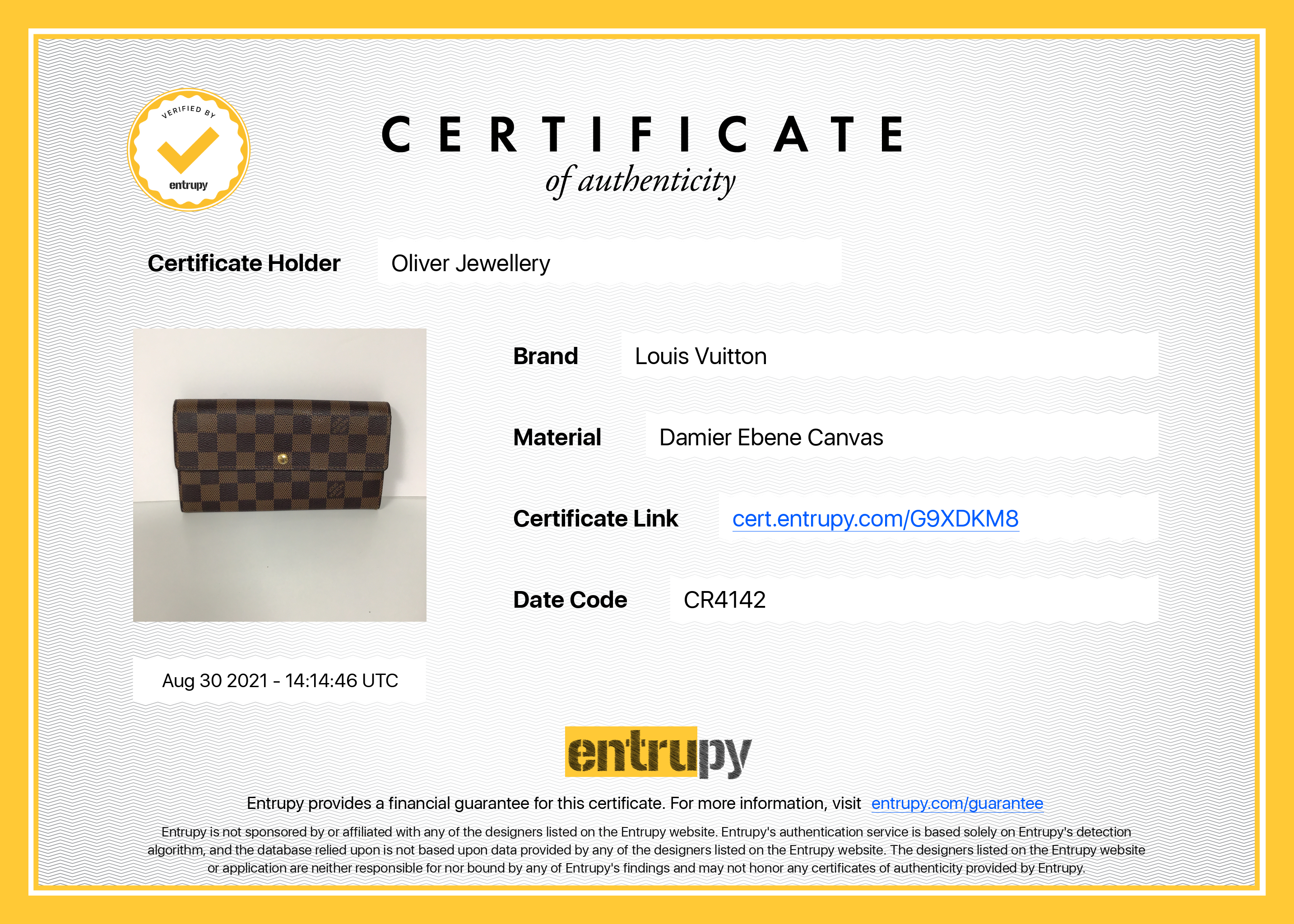 Louis Vuitton Damier Ebene Sarah Wallet