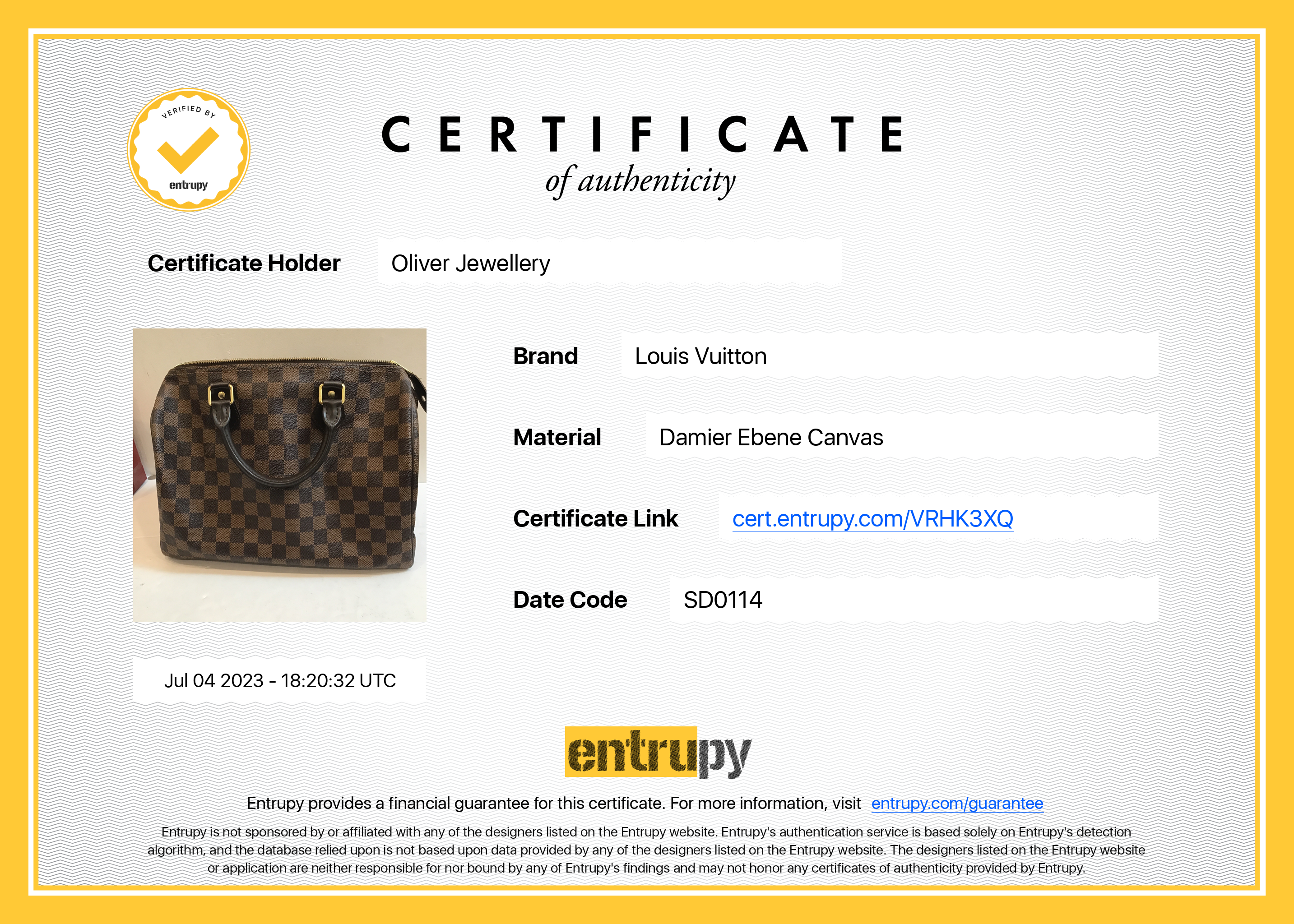 Louis Vuitton Damier Ebene Speedy 30